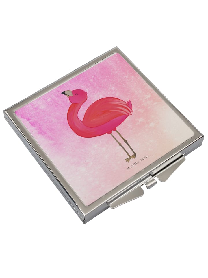Mr. & Mrs. Panda Handtaschenspiegel quadratisch Flamingo Stolz o... in Aquarell Pink günstig kaufen onesize