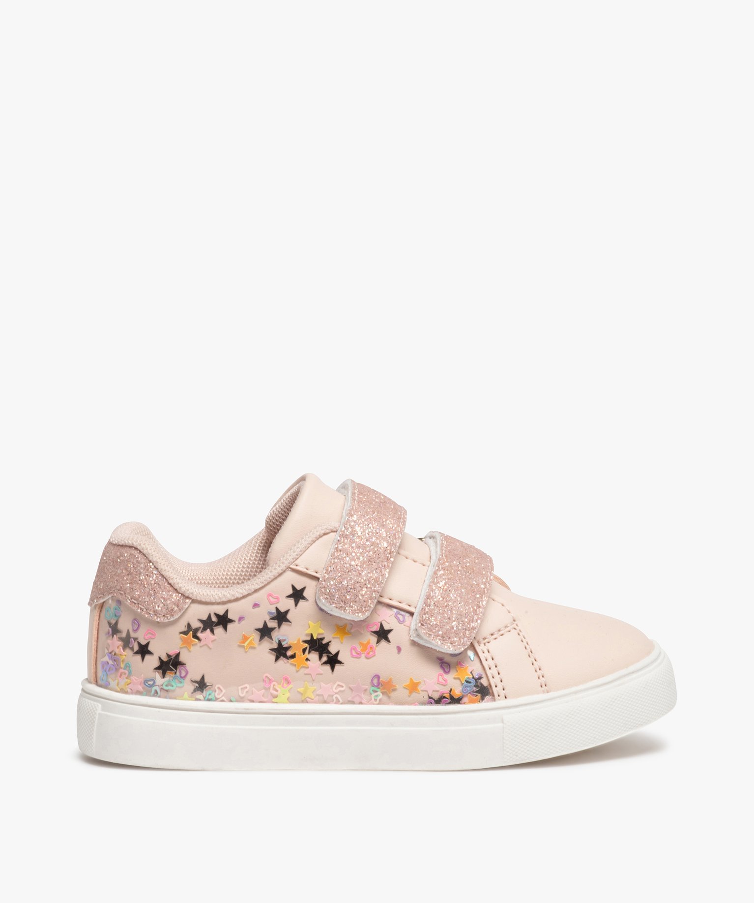 Baskets fille à scratch avec étoiles et paillettes rose | GEMO