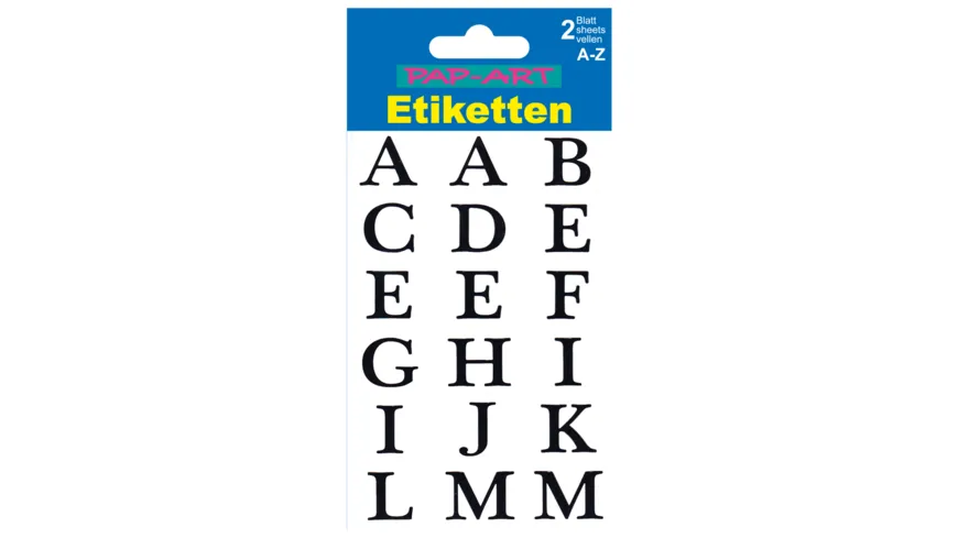 PAP-ART Buchstaben-Etiketten schwarz auf transparent 20mm