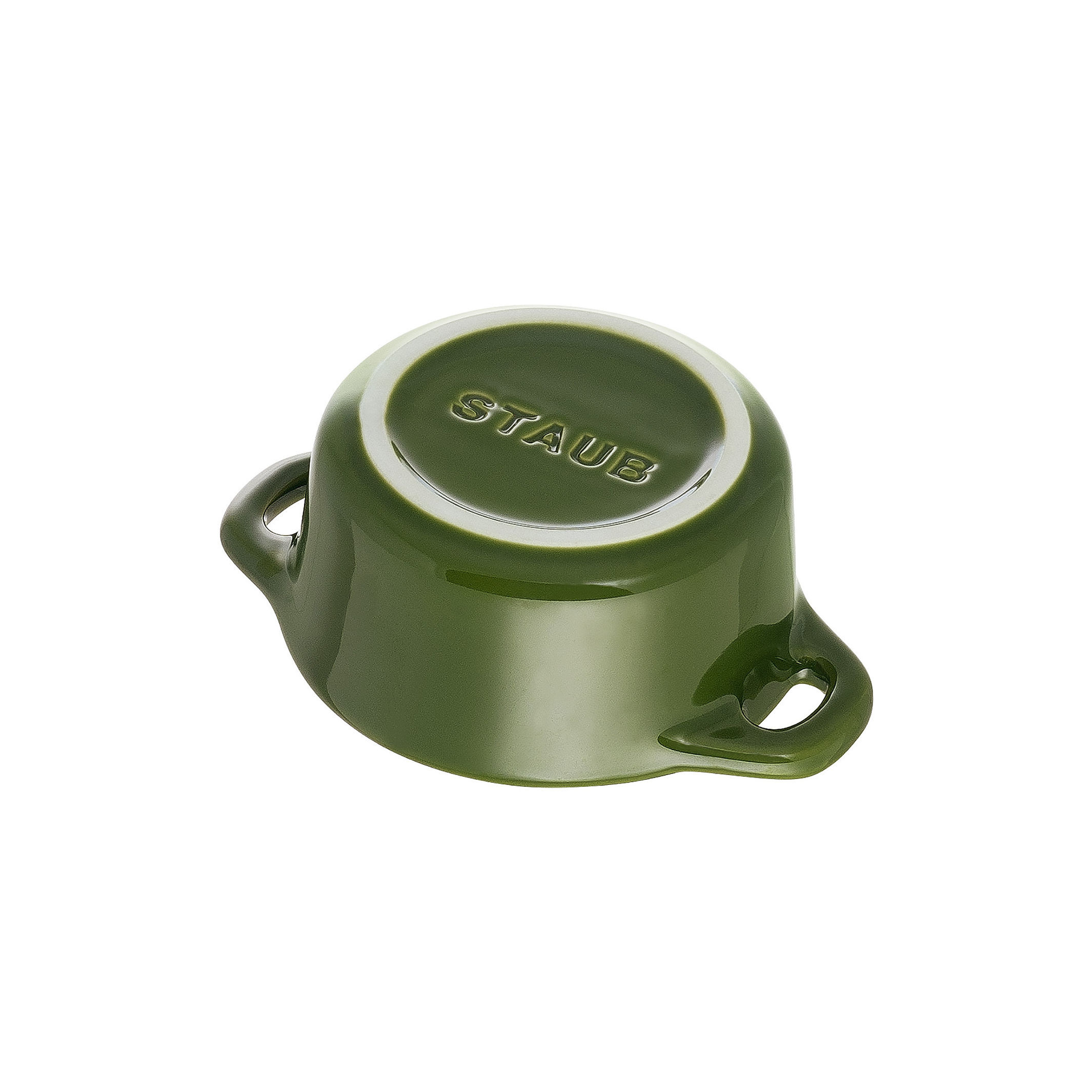 Mini Cocotte 10 cm, rund, Basilikum-Grün, Keramik