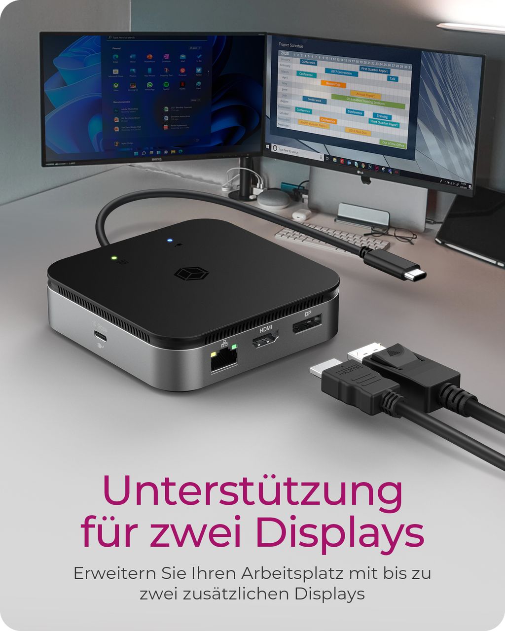 ICY BOX IB-DK408-C41, 7-in-1 USB4DockingStation mit zweifacher Videoausgabe