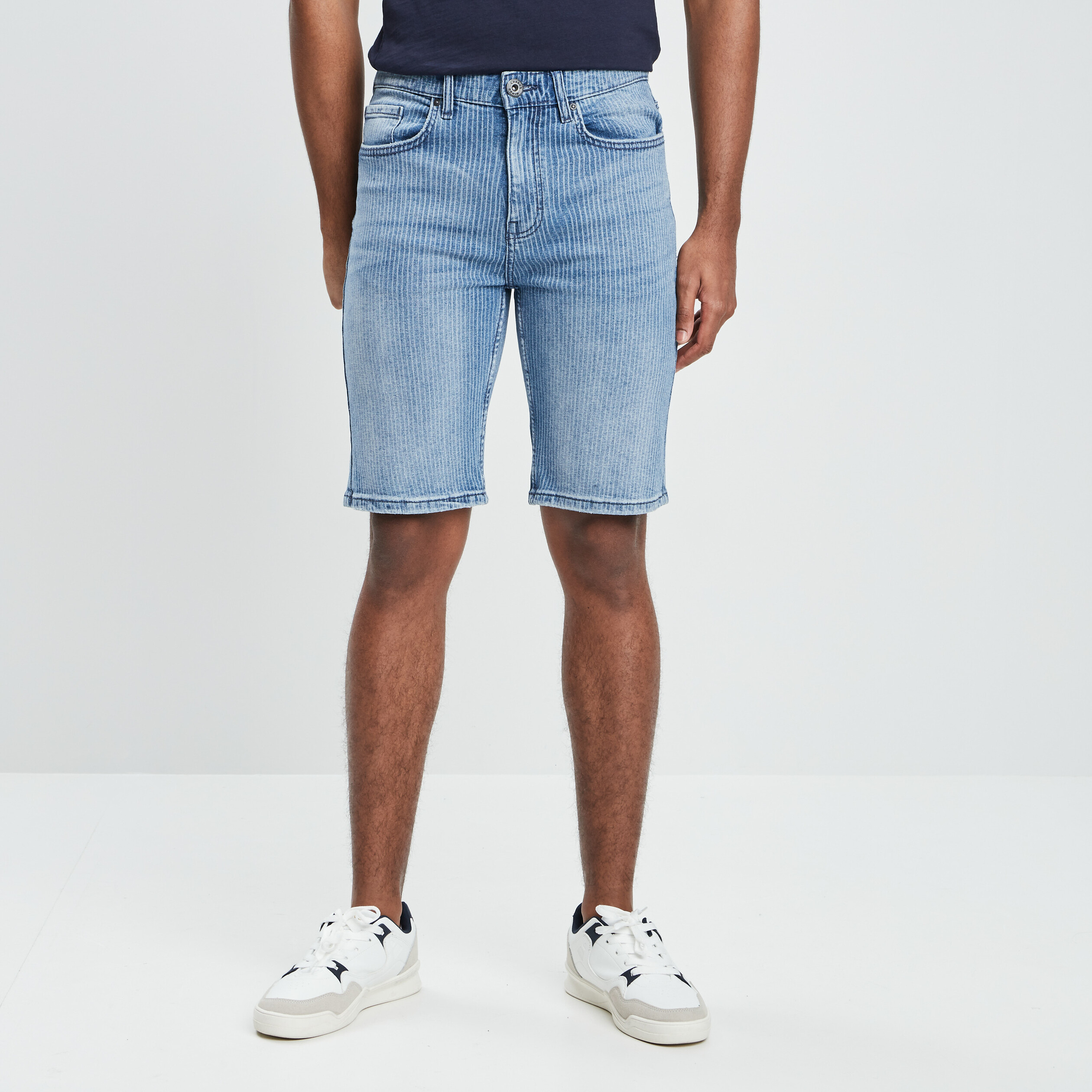 Bermuda slim en jean denim double stone homme | La Halle
