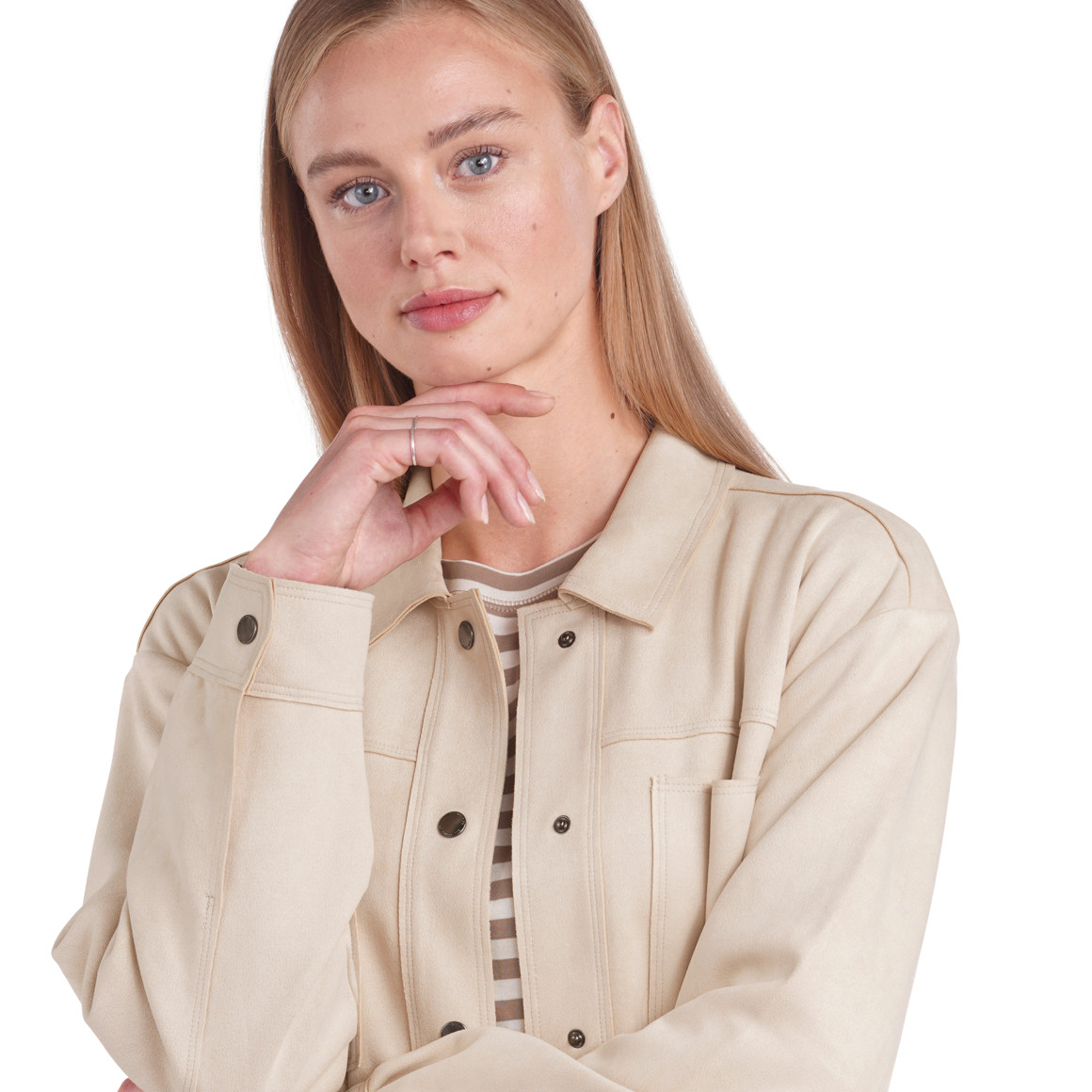 Damen Velours-Jacke mit Bindegürtel