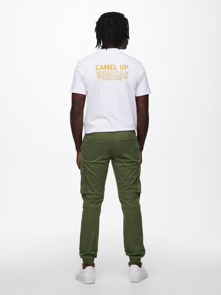 Only&Sons Cargo Hose Verjüngter Schnitt Elastische Bündchen in Olive günstig kaufen
