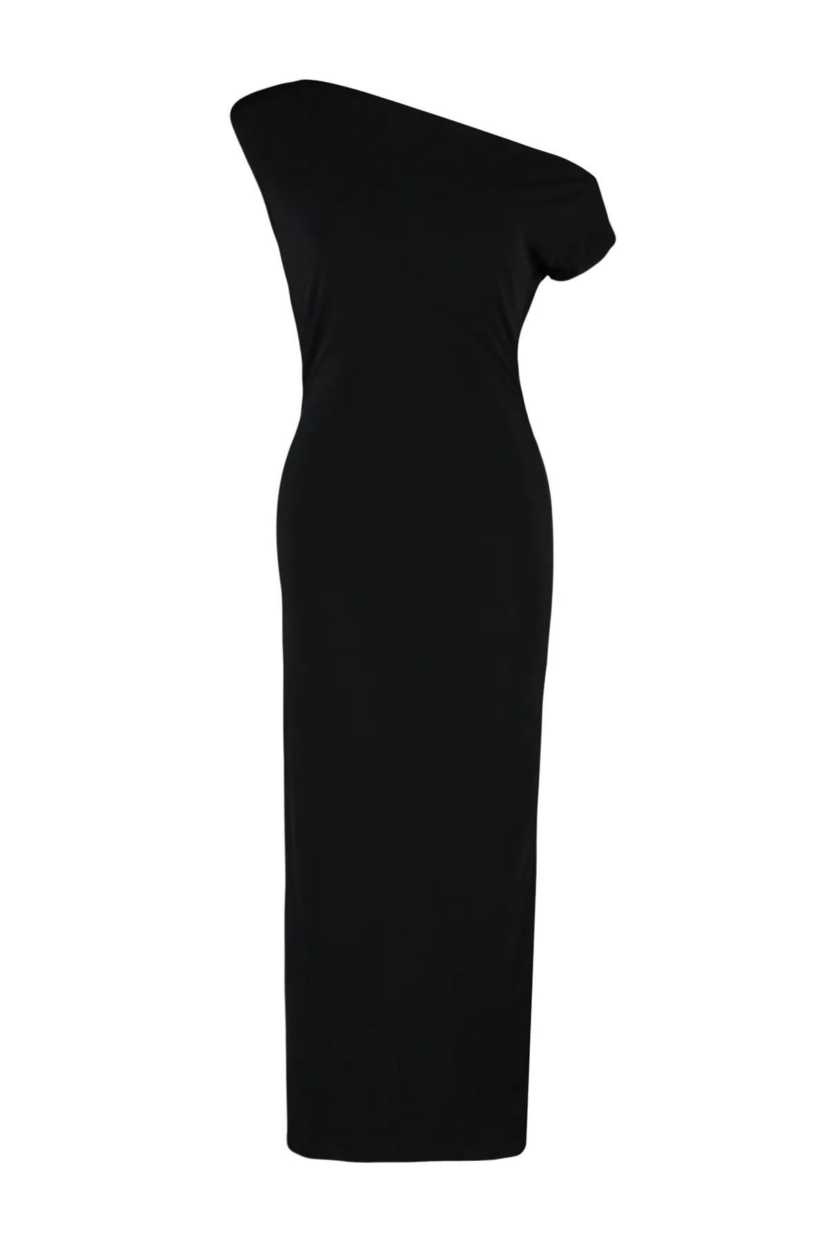 Trendyol Collection  Schwarzes, figurbetontes, ärmelloses, flexibles Strick-Midi-Bleistiftkleid mit U-Boot-Ausschnitt TWOSS24EL00662