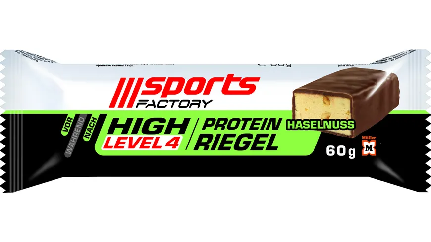 SPORTS FACTORY Proteinriegel Level 4 Haselnuss 60 g