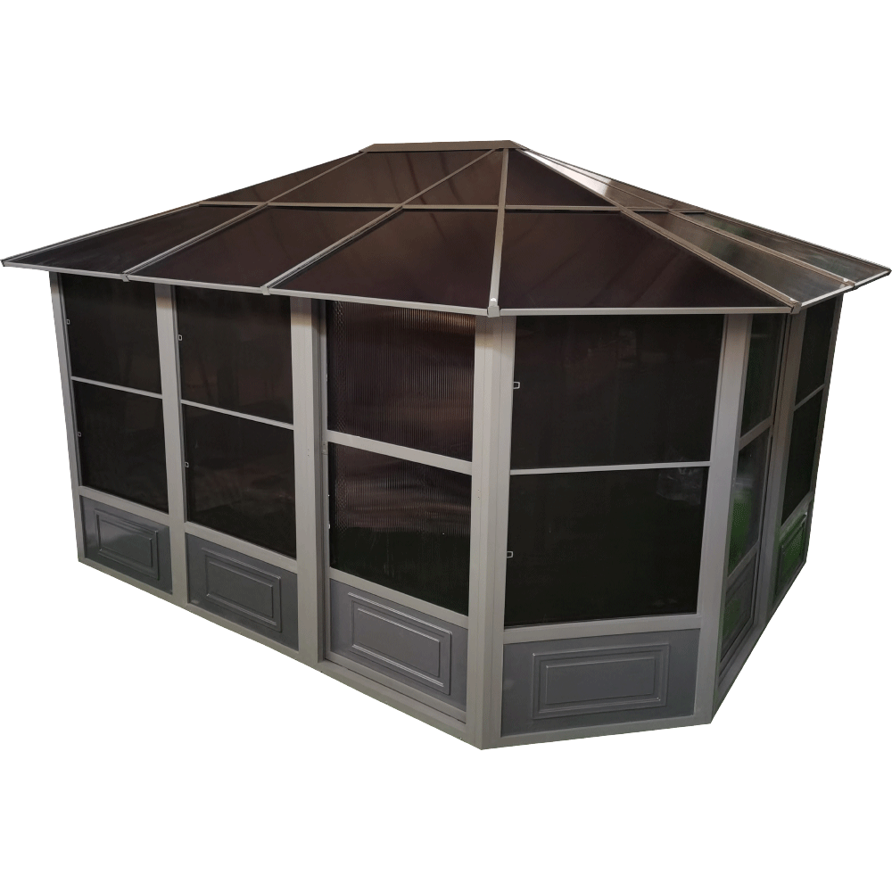 HC Garten & Freizeit Aluminium Wintergarten Pavillon - ca. 619 x 411 x 280 cm, Anthrazit