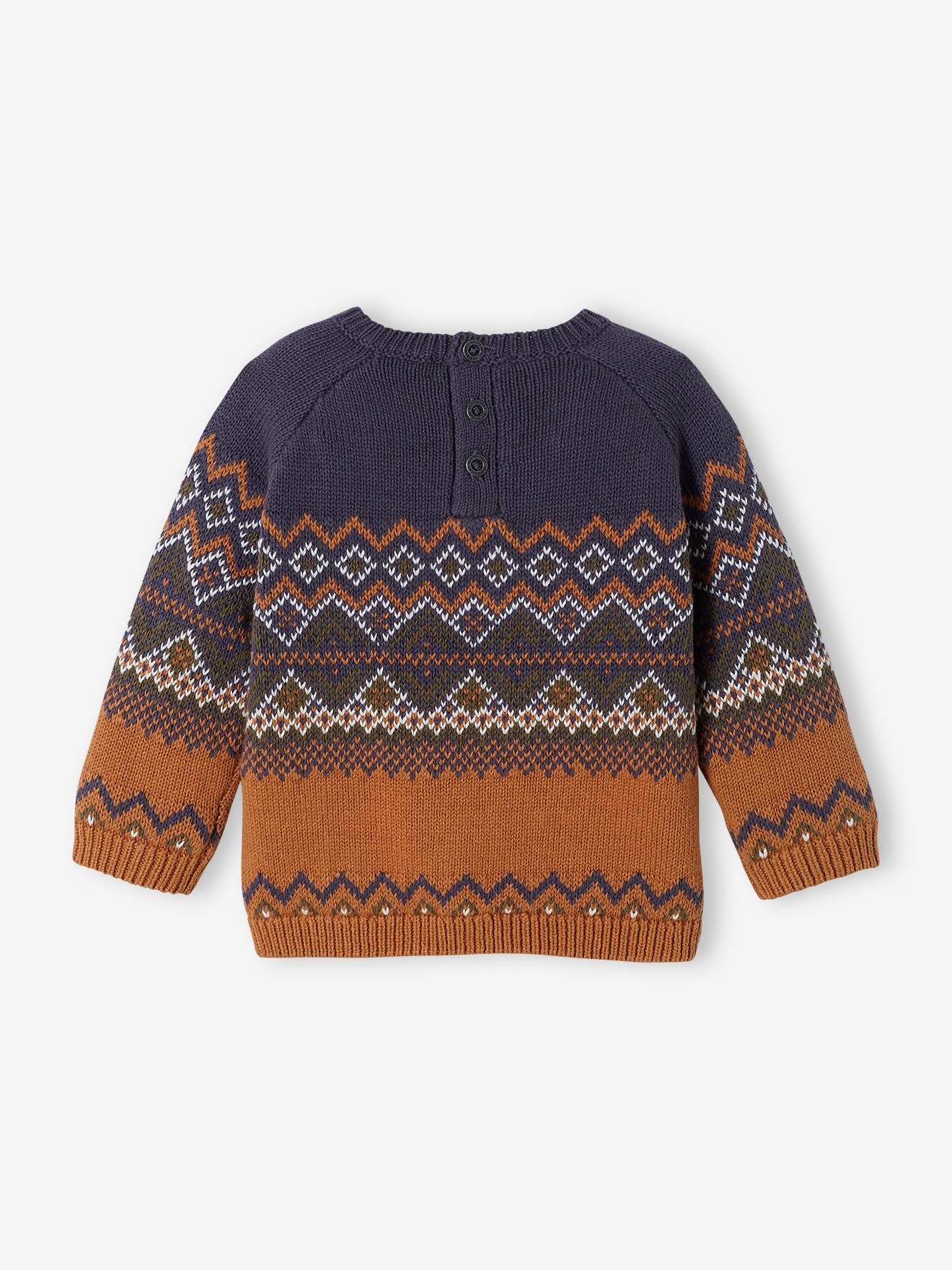 Pull jacquard bébé cannelle