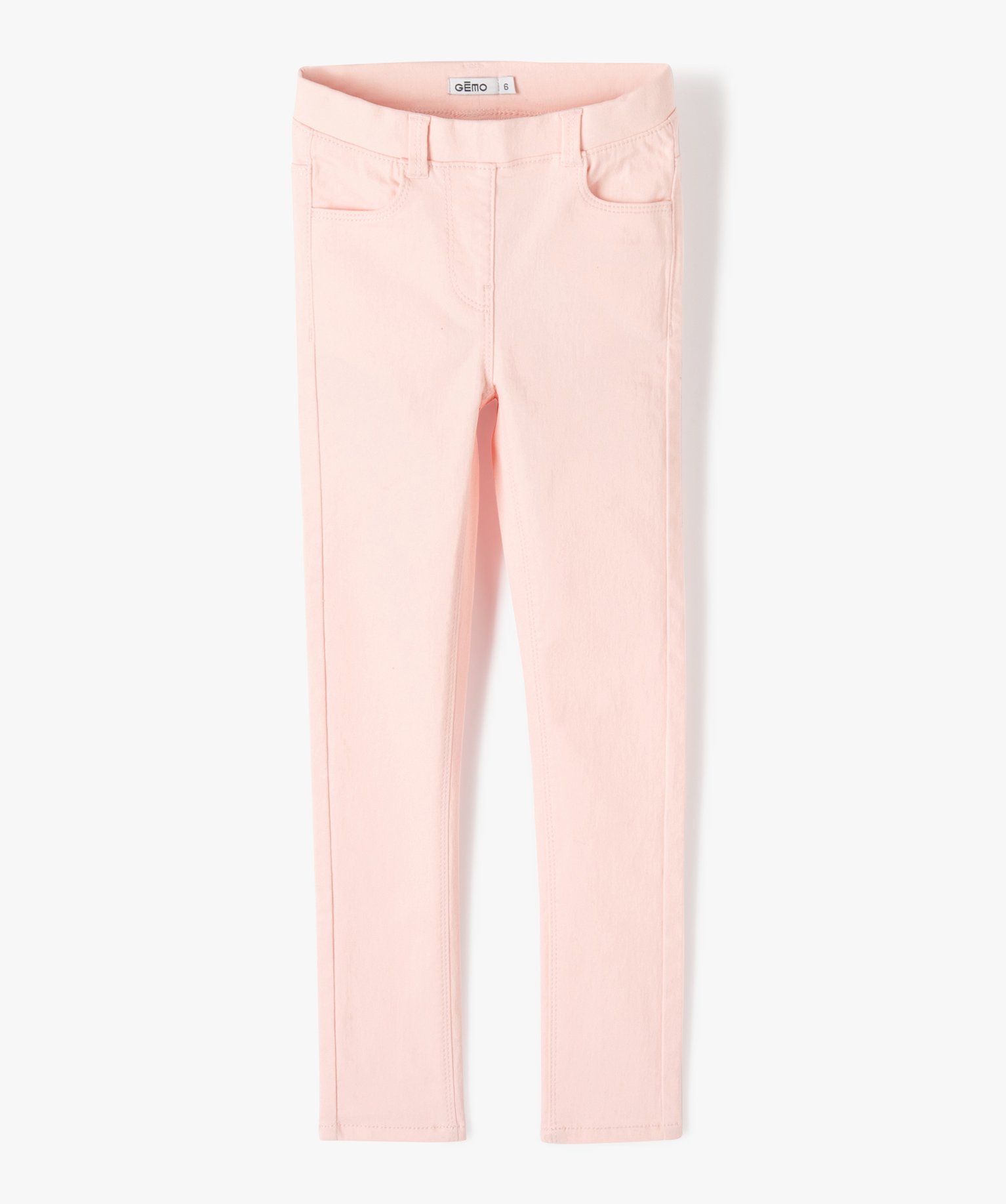 Pantalon skinny uni à taille élastiquée fille rose | GEMO