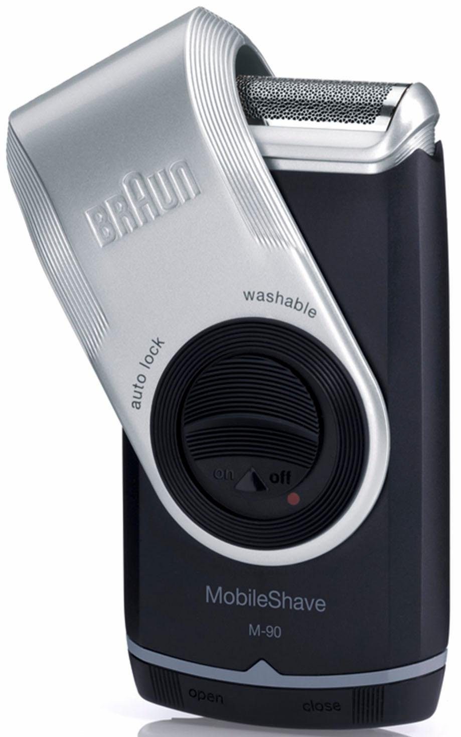 Braun Elektrorasierer M90, Langhaartrimmer, PocketGo MobileShave Reiserasierer