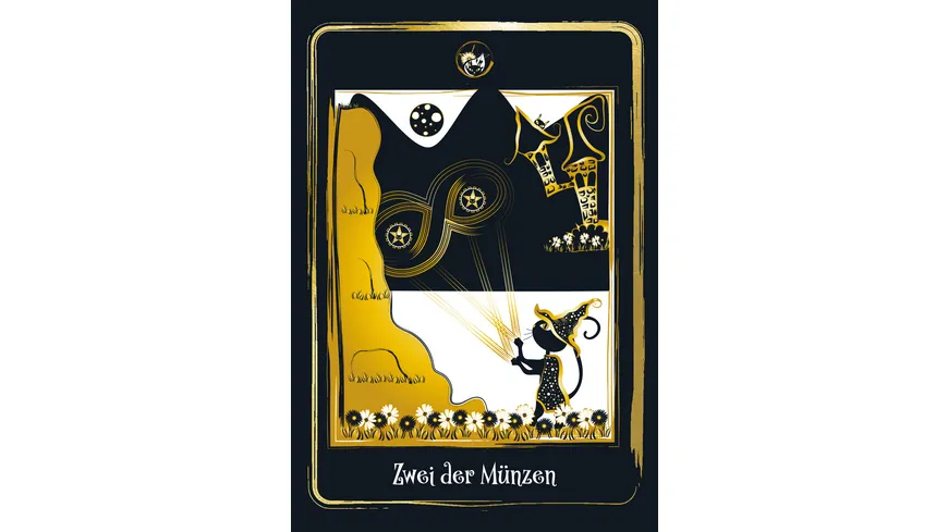 Golden Black Cat Tarot - Hochwertige Stülpdeckelschachtel mit Goldfolie