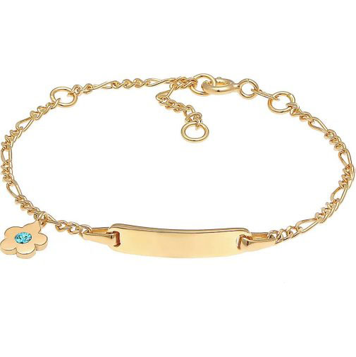 Elli Armband Kinder ID-Armband Schild Blume Geburt 925 Silber