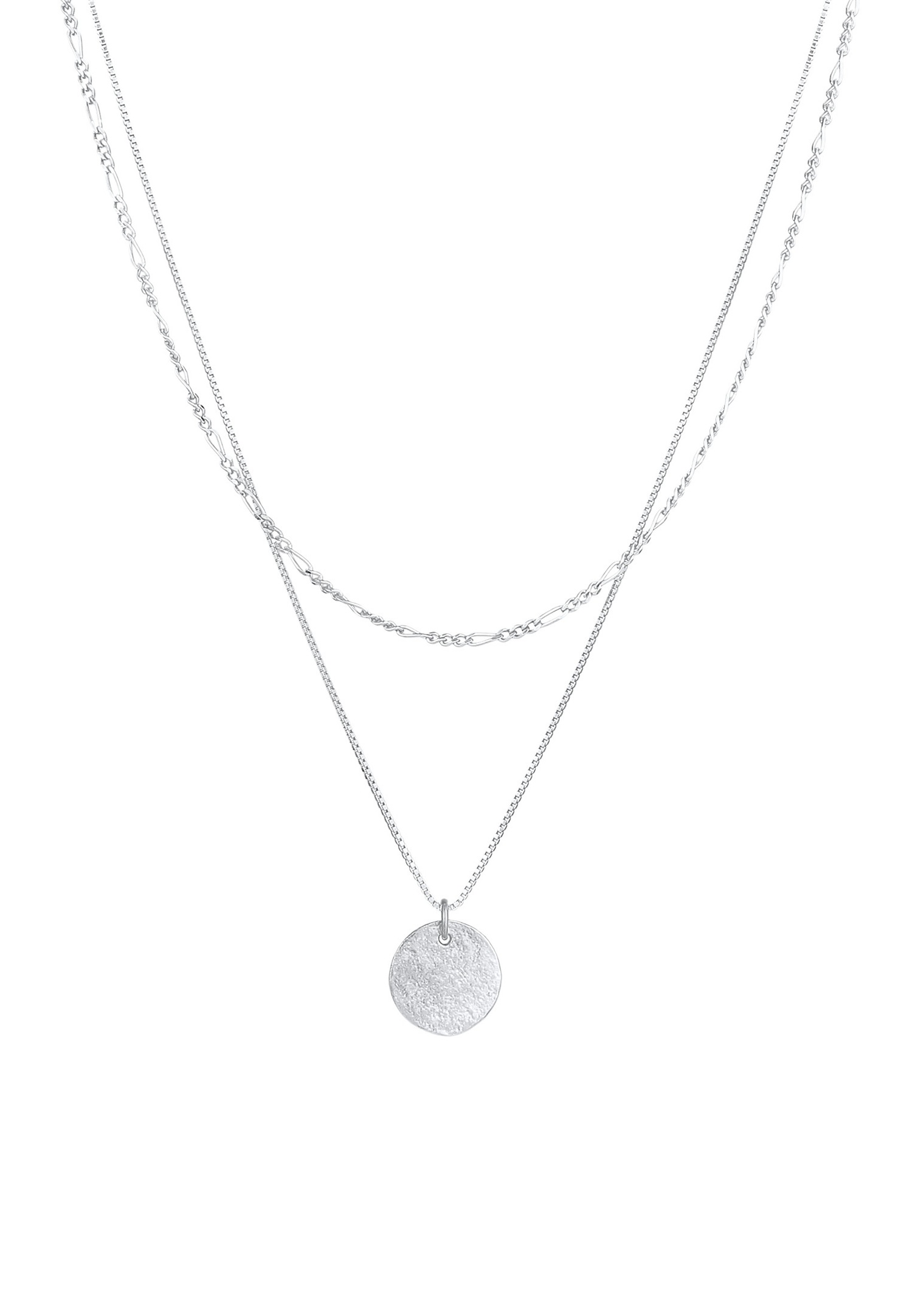 Elli Halskette Layer Plättchen Figaro Boho 2-lagig 925 Silber