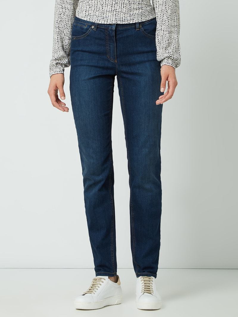 Skinny Fit Jeans mit Bio-Baumwolle in marineblau