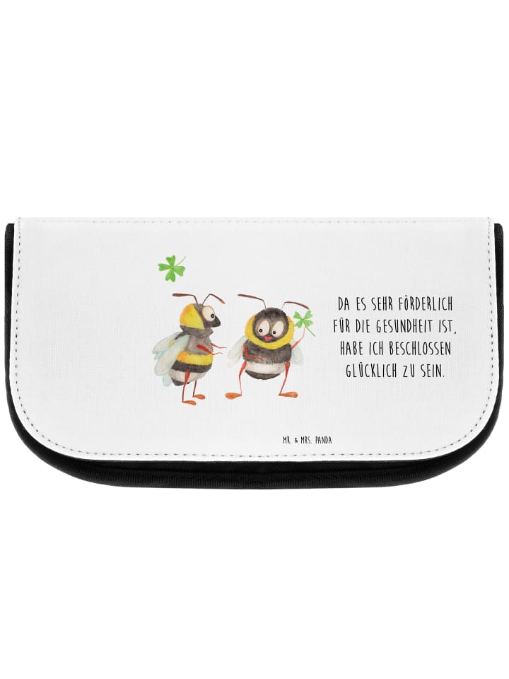 Mr. & Mrs. Panda Kosmetiktasche Hummeln Kleeblatt mit Spruch in Weiß günstig kaufen onesize