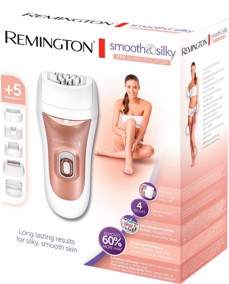 Remington Epilierer EP7500 E51 EP5 5-in-1 Epilator, Aufsätze: 5 St., für Achseln, Gesicht, Intimbereich für Damen