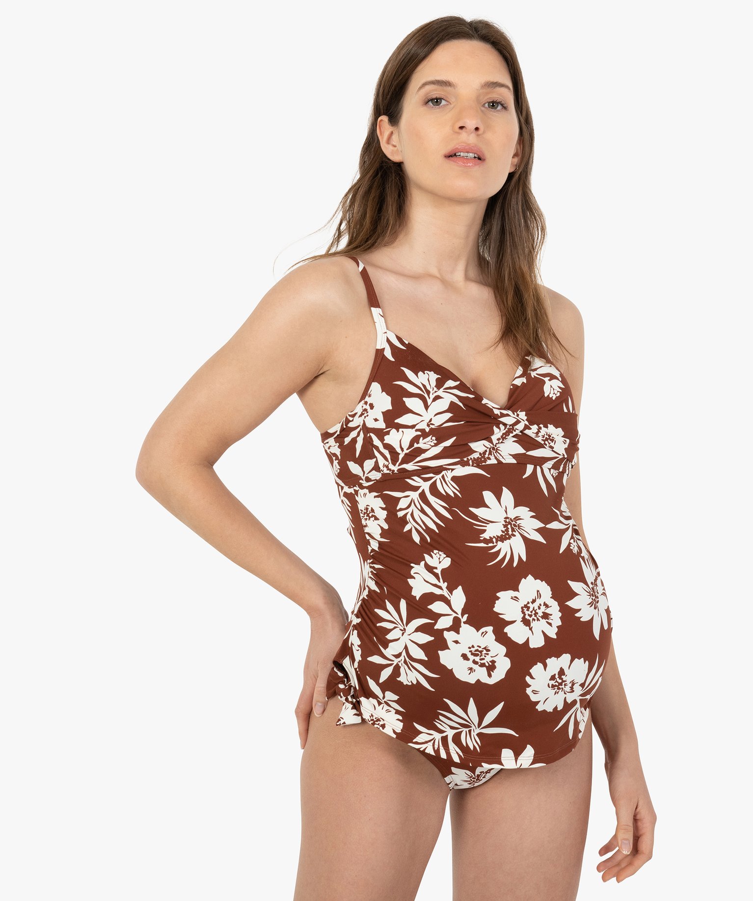 Maillot de bain de grossesse tankini à bonnets paddés imprime | GEMO
