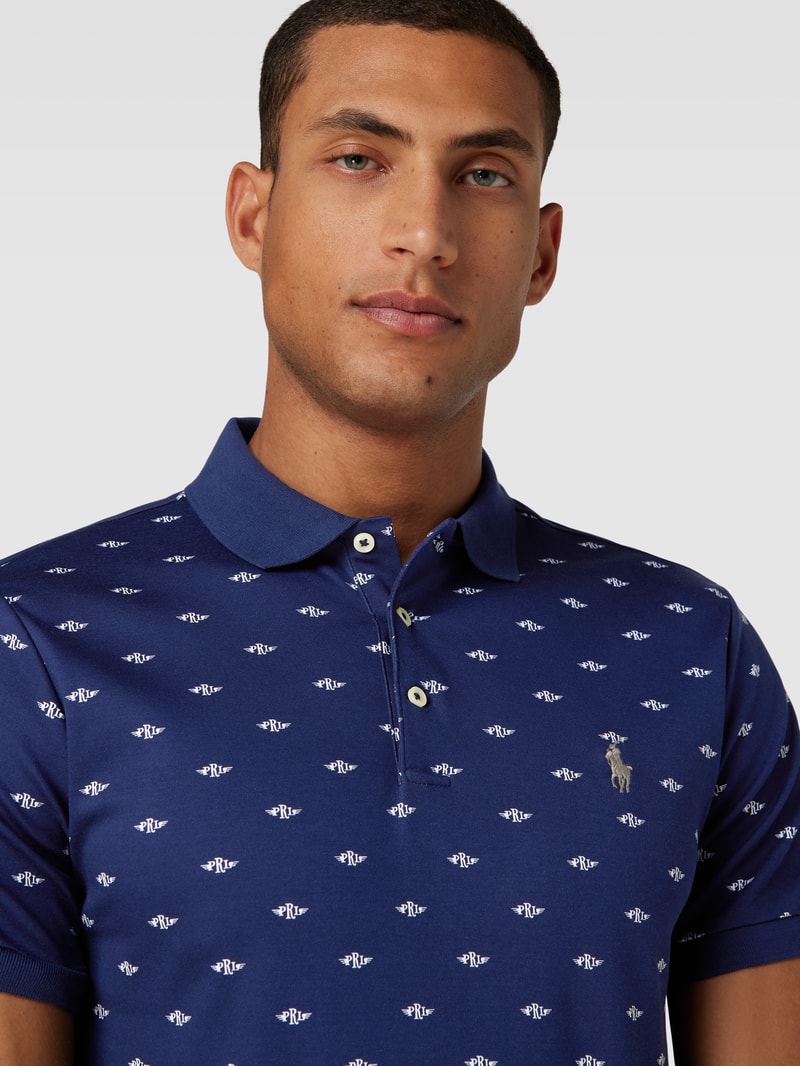 Poloshirt mit Allover-Muster in marineblau