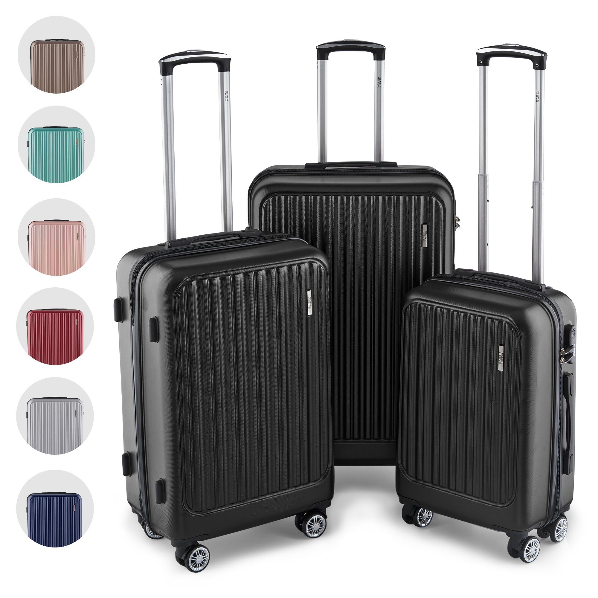 Easy Move Hartschalen-Trolley Ace 026, Reisekoffer mit 4 Rollen, 360° Rollen, 3 tlg. Set M-L-XL