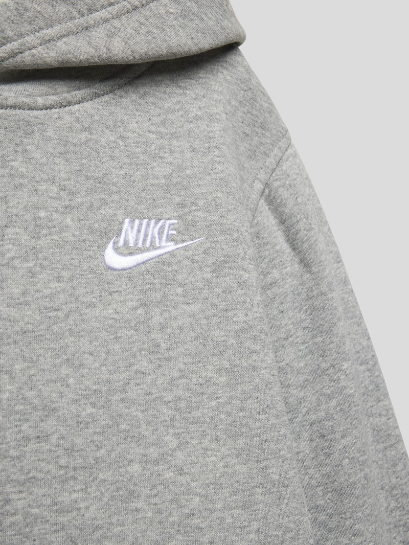 Hoodie mit Label-Stitching in mittelgrau meliert