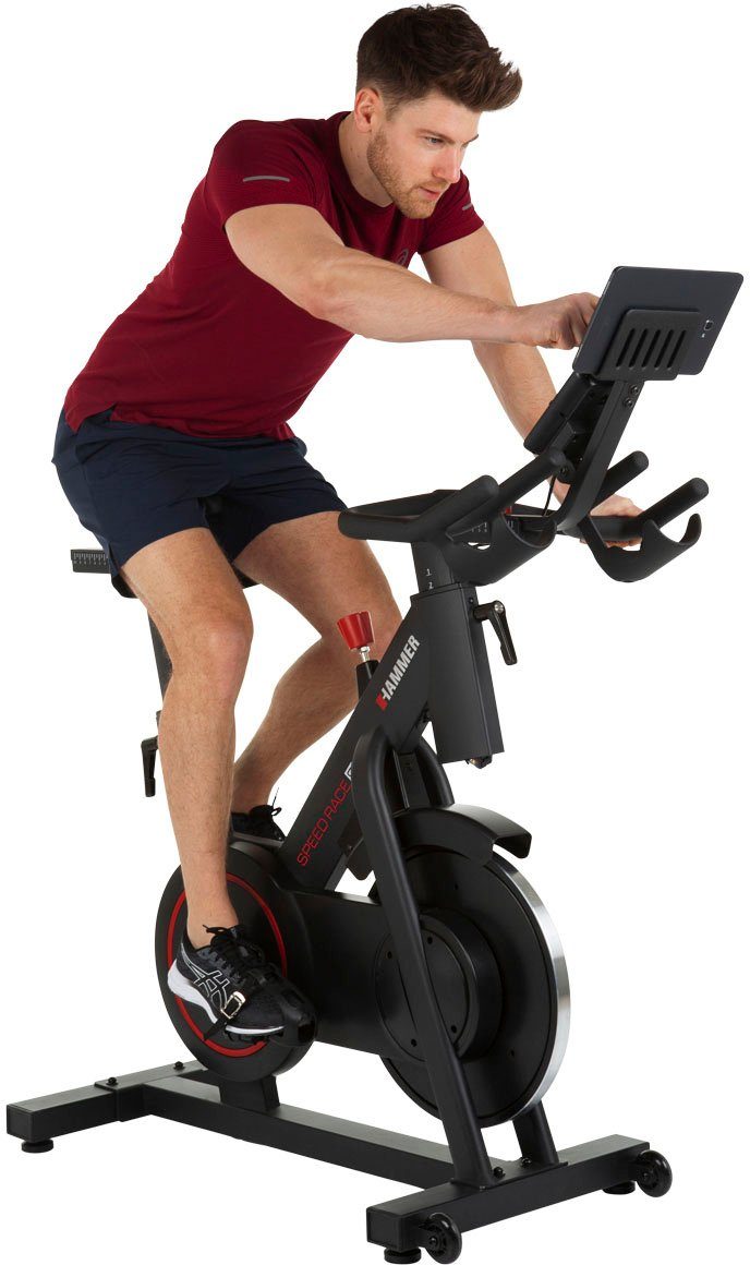 Hammer Speedbike Racer S (5-tlg), Trainingscomputer mit LCD-Anzeige, Fitness-Apps per Smartphone/Tablet
