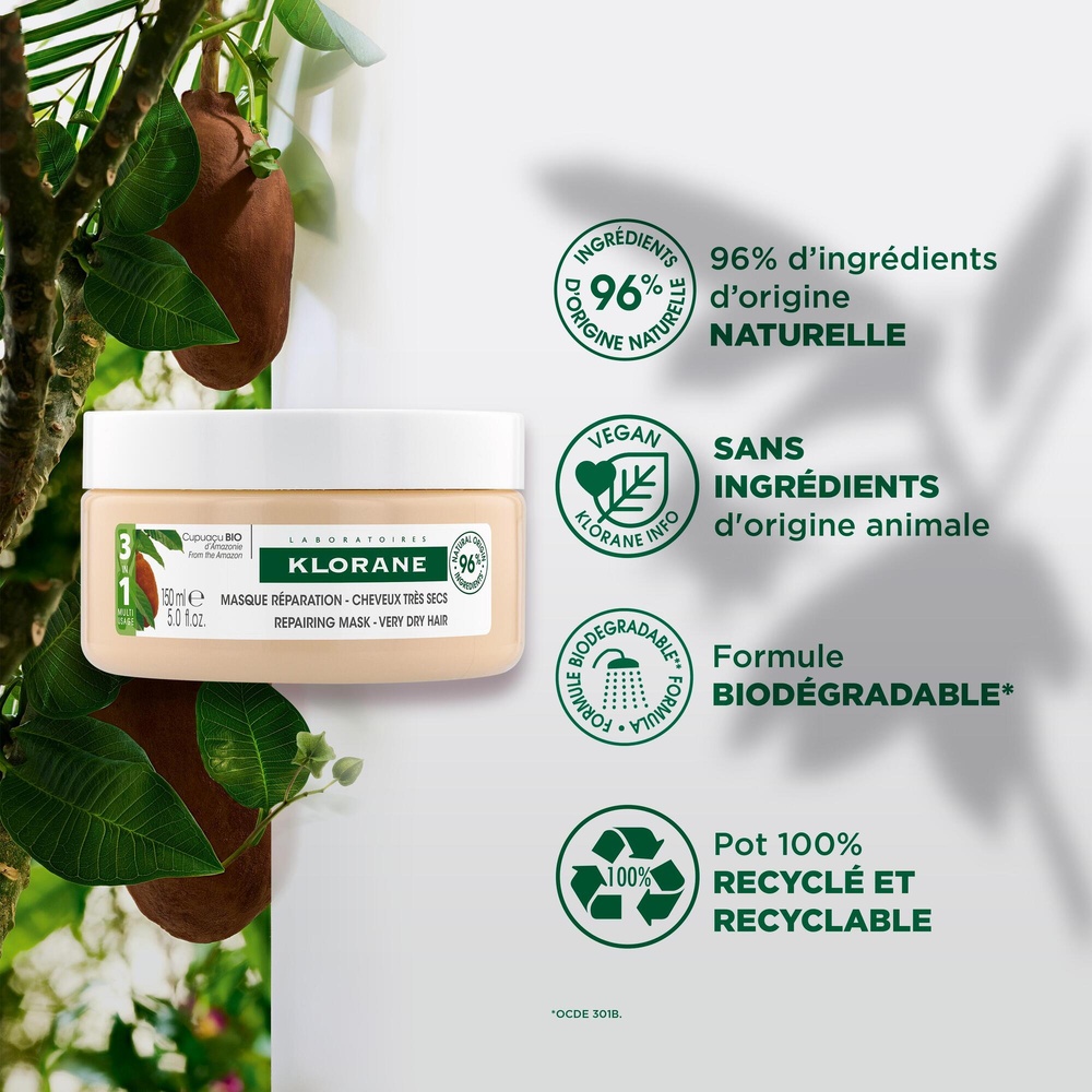 Klorane Klorane - Cupuaçu - Masque nutritif et r éparateur 3 en 1 beurre de Cupuaçu BIO Masque