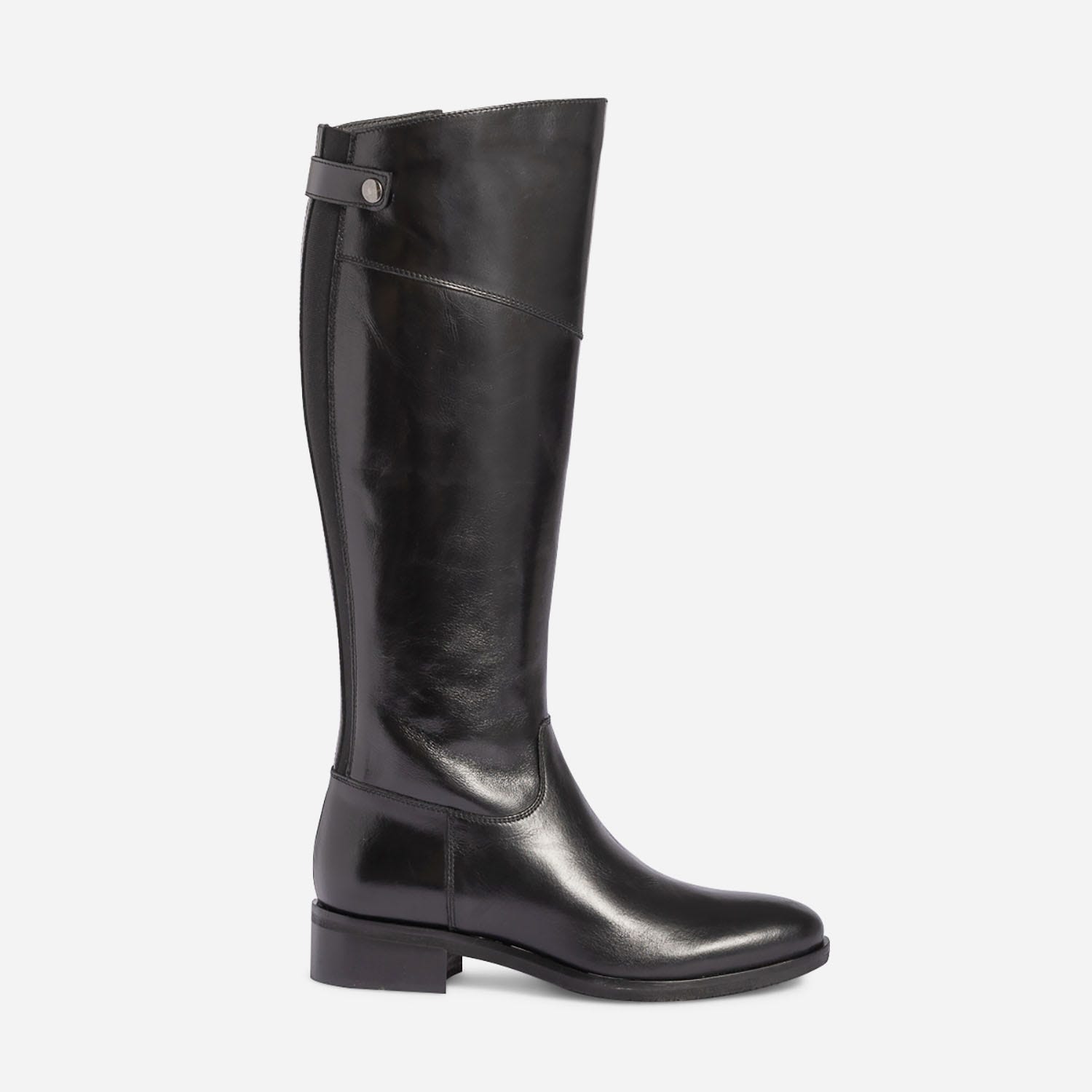 Botte noire en cuir glacé