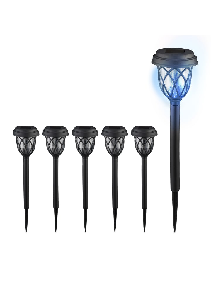 relaxdays 6 x Solarlampe in Schwarz/ Transparent günstig kaufen onesize