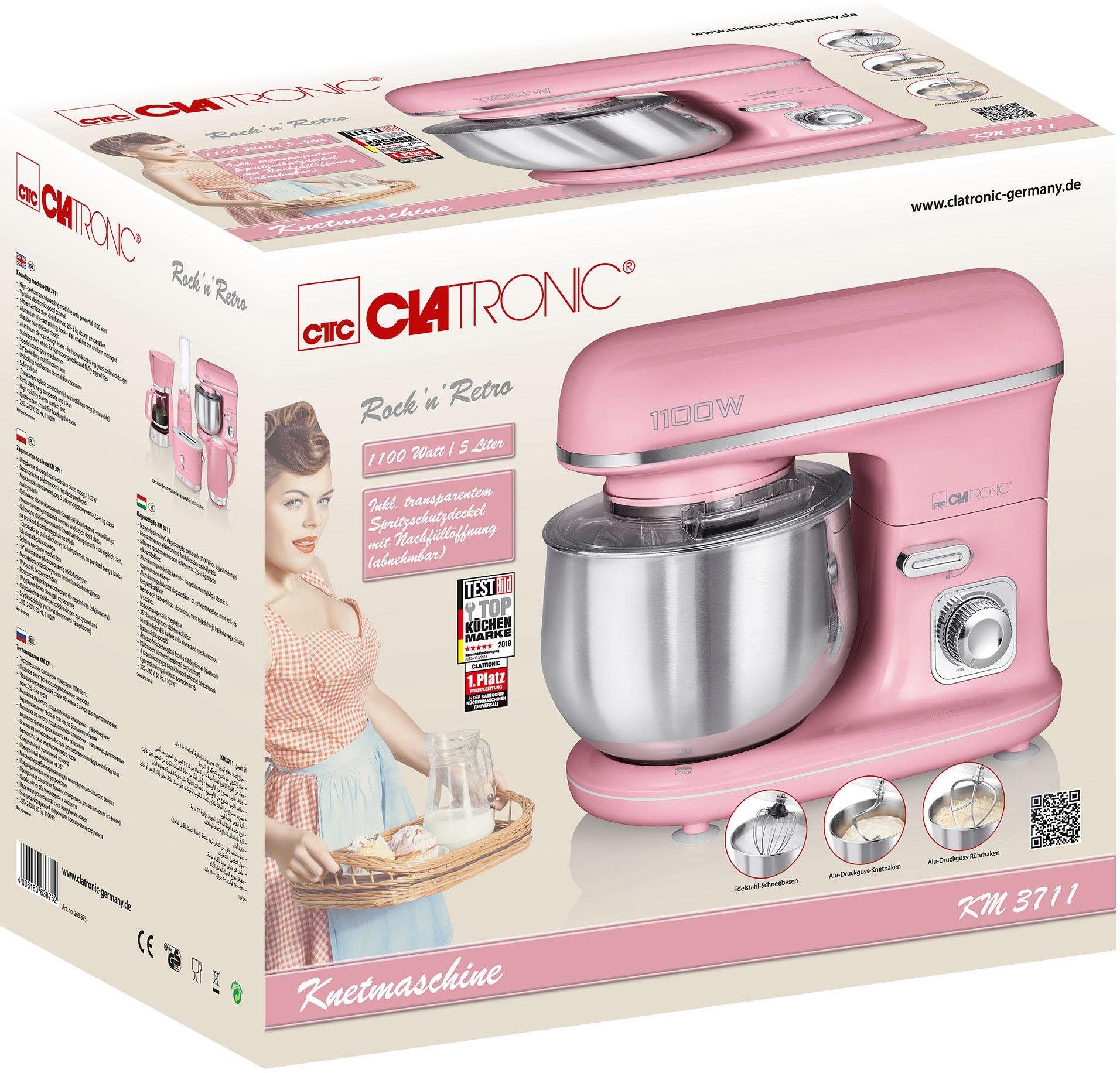 CLATRONIC Küchenmaschine KM 3711 pink, 1100 W, 5 l Schüssel