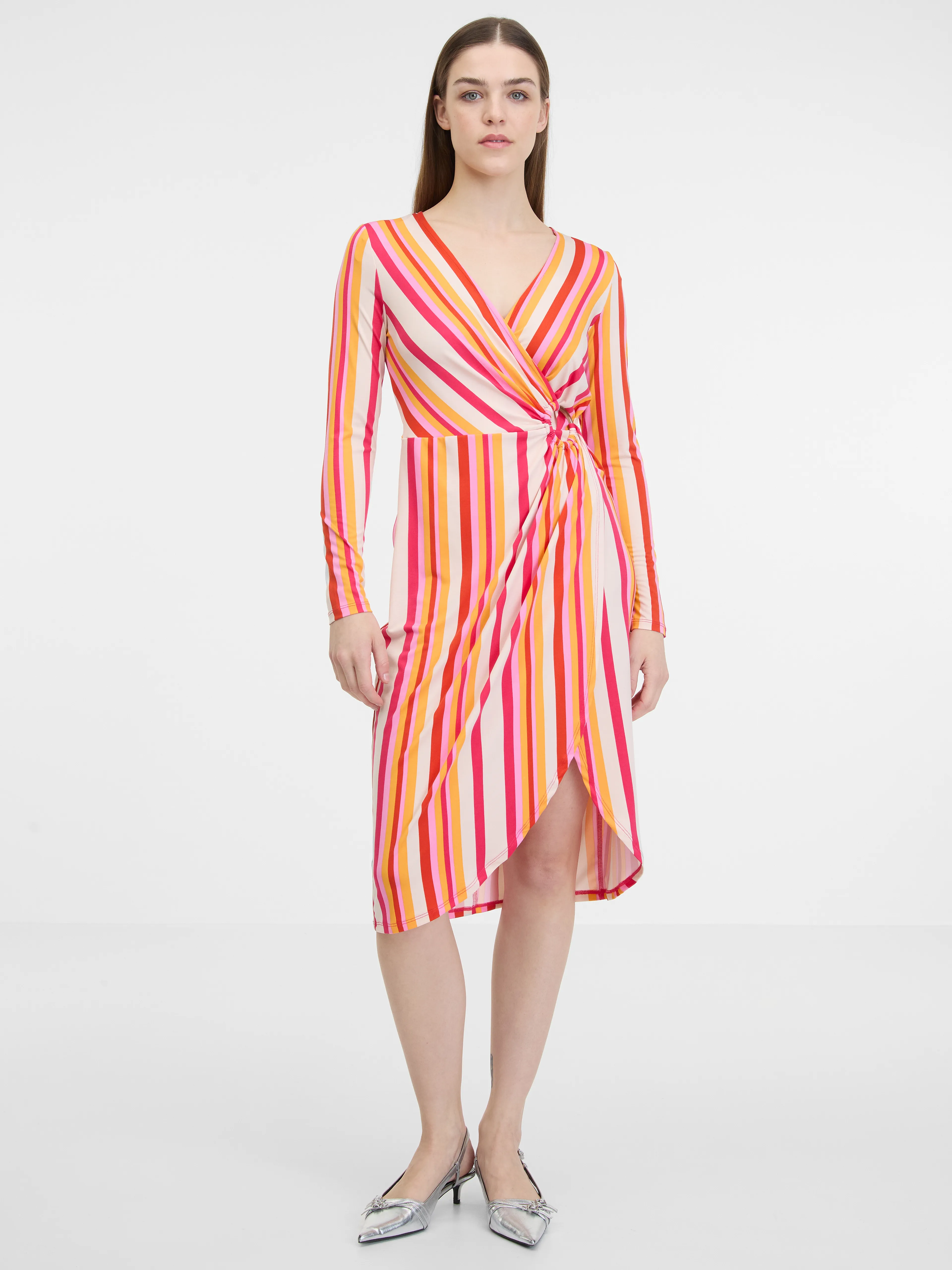 Rot und orange gestreiftes Damenkleid ORSAY