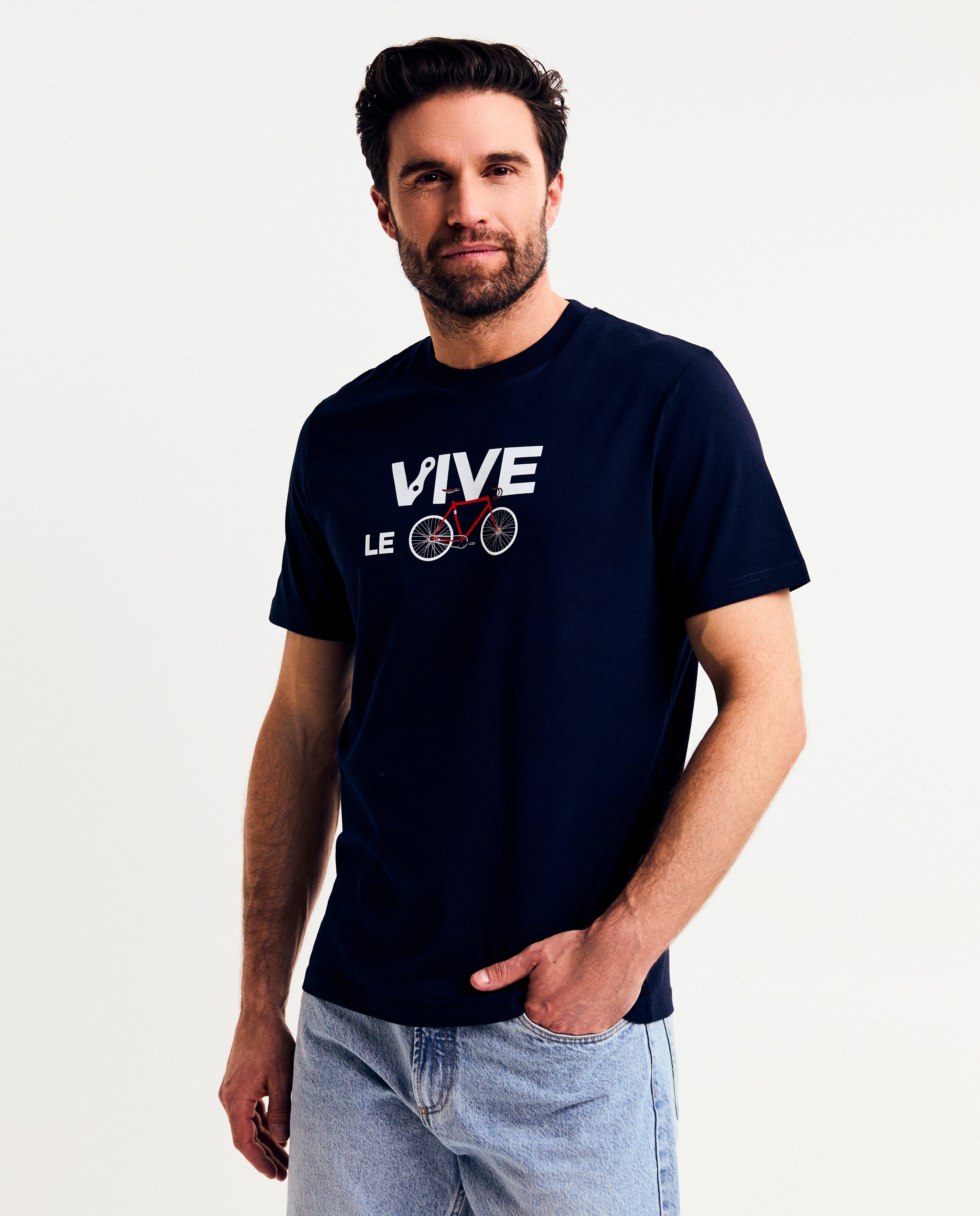 Vive le vélo póló sötétkék mintával