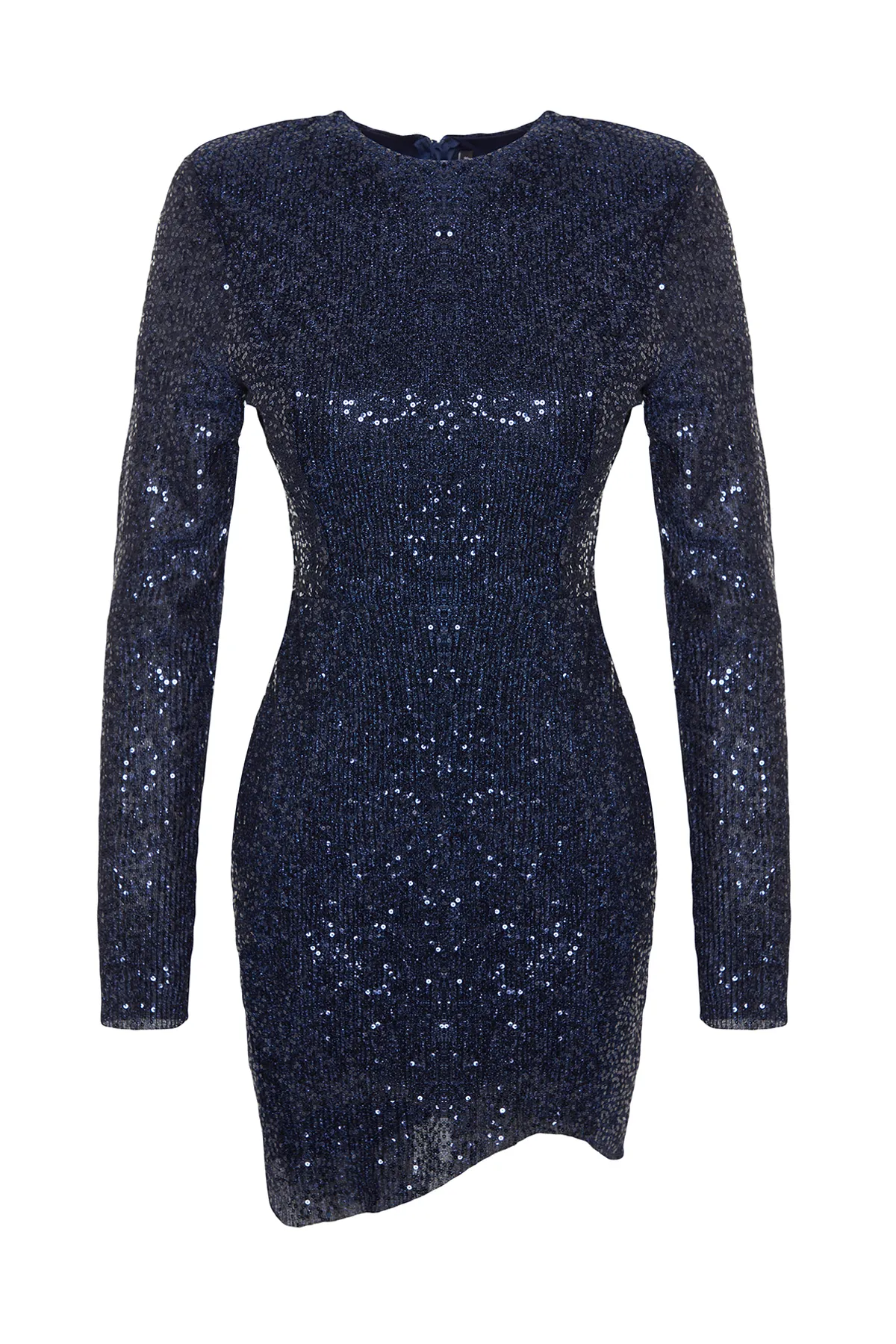 Trendyol Collection  Marineblaues, figurbetontes, elegantes Abendkleid mit Pailletten TPRAW24EL00234