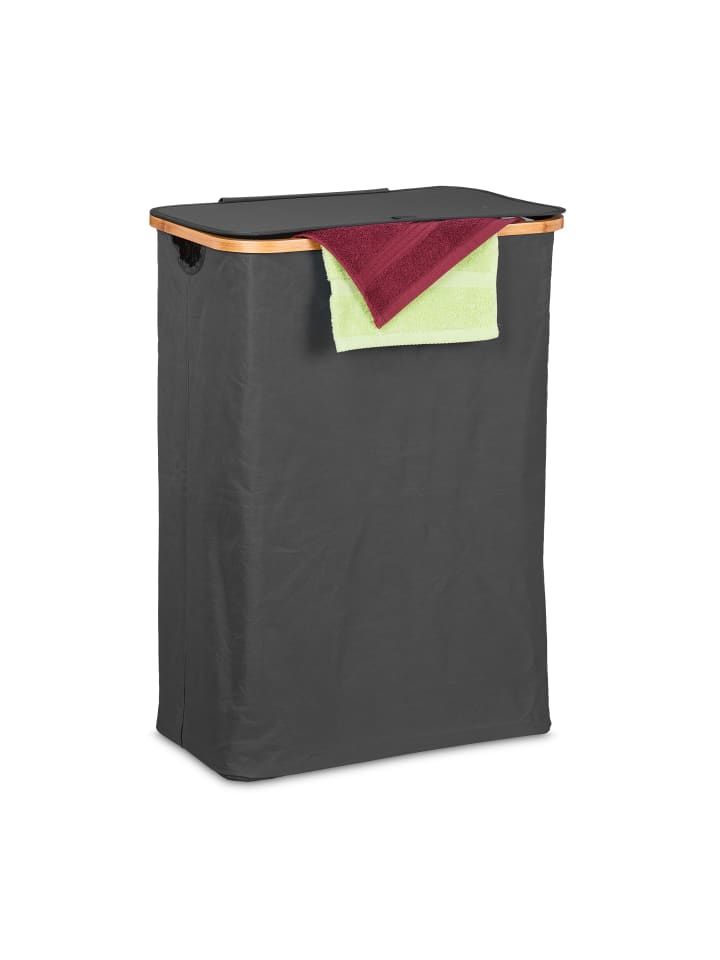 relaxdays Wäschekorb in Schwarz/ Natur - 105 l günstig kaufen onesize