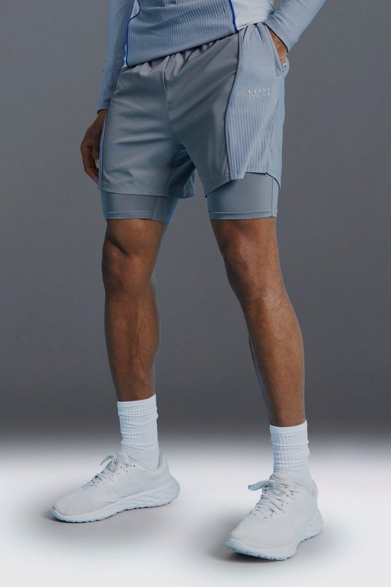 Man Active 2-in-1 Shorts mit Mesh-Einsatz