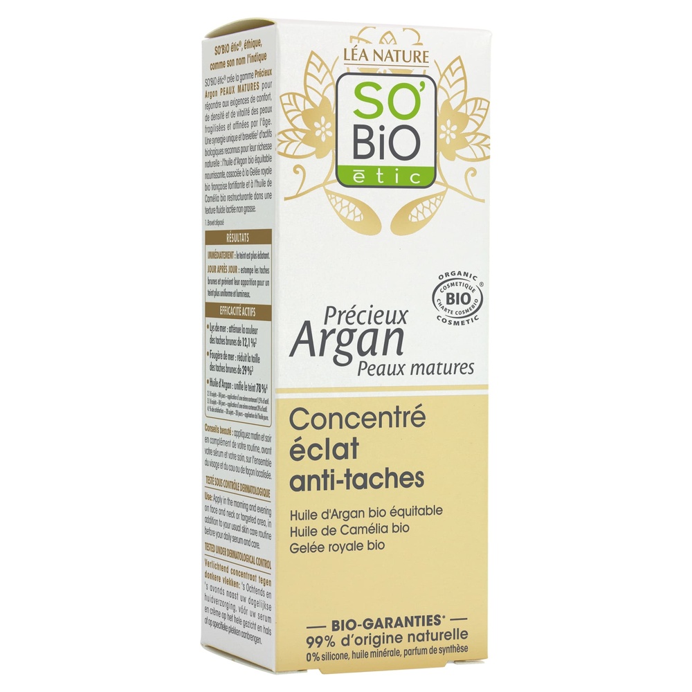 LÉA NATURE SO BiO étic Concentré éclat anti-taches, Précieux Argan Peaux Matures Concentré éclat