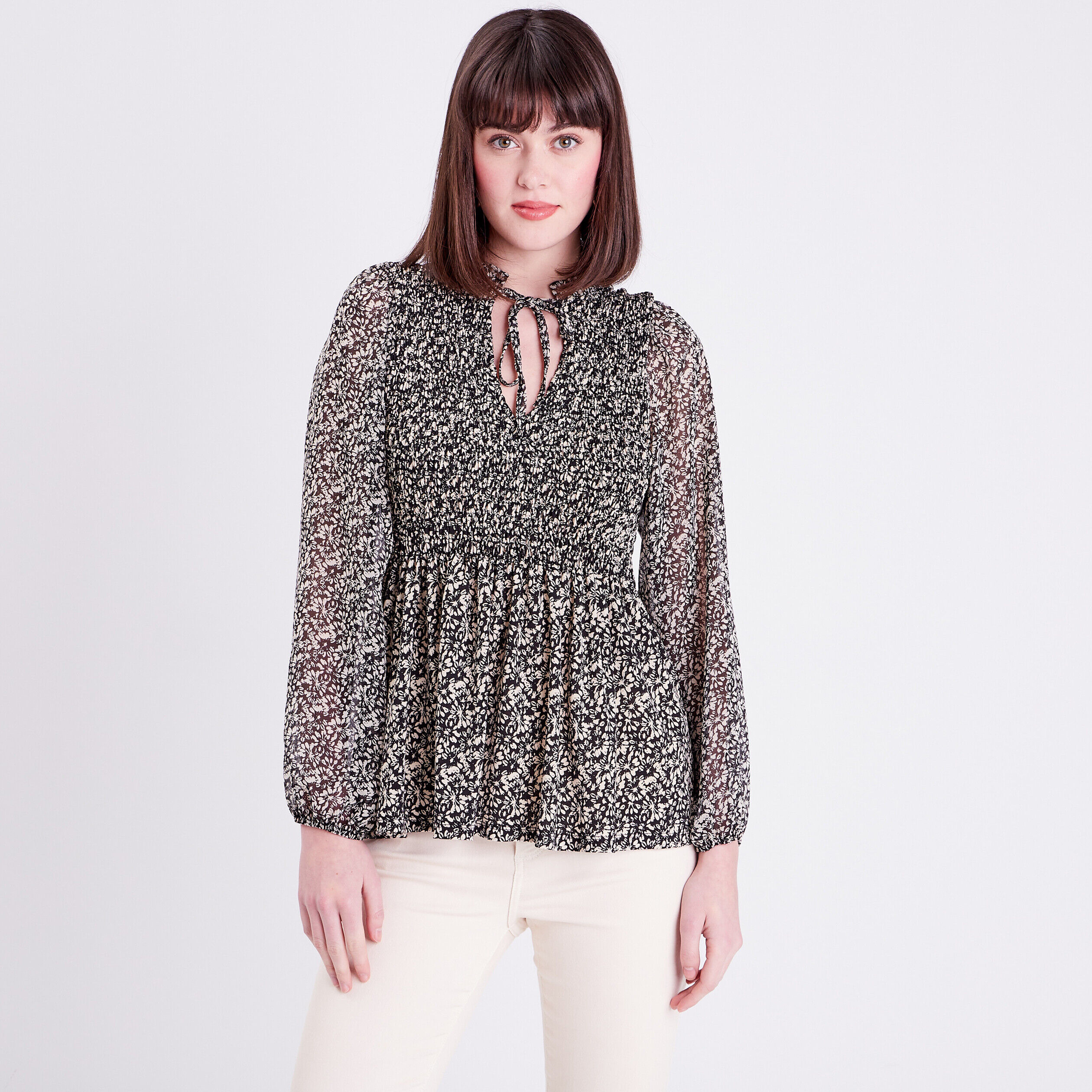 Blouse à manches longues noir femme | Cache Cache