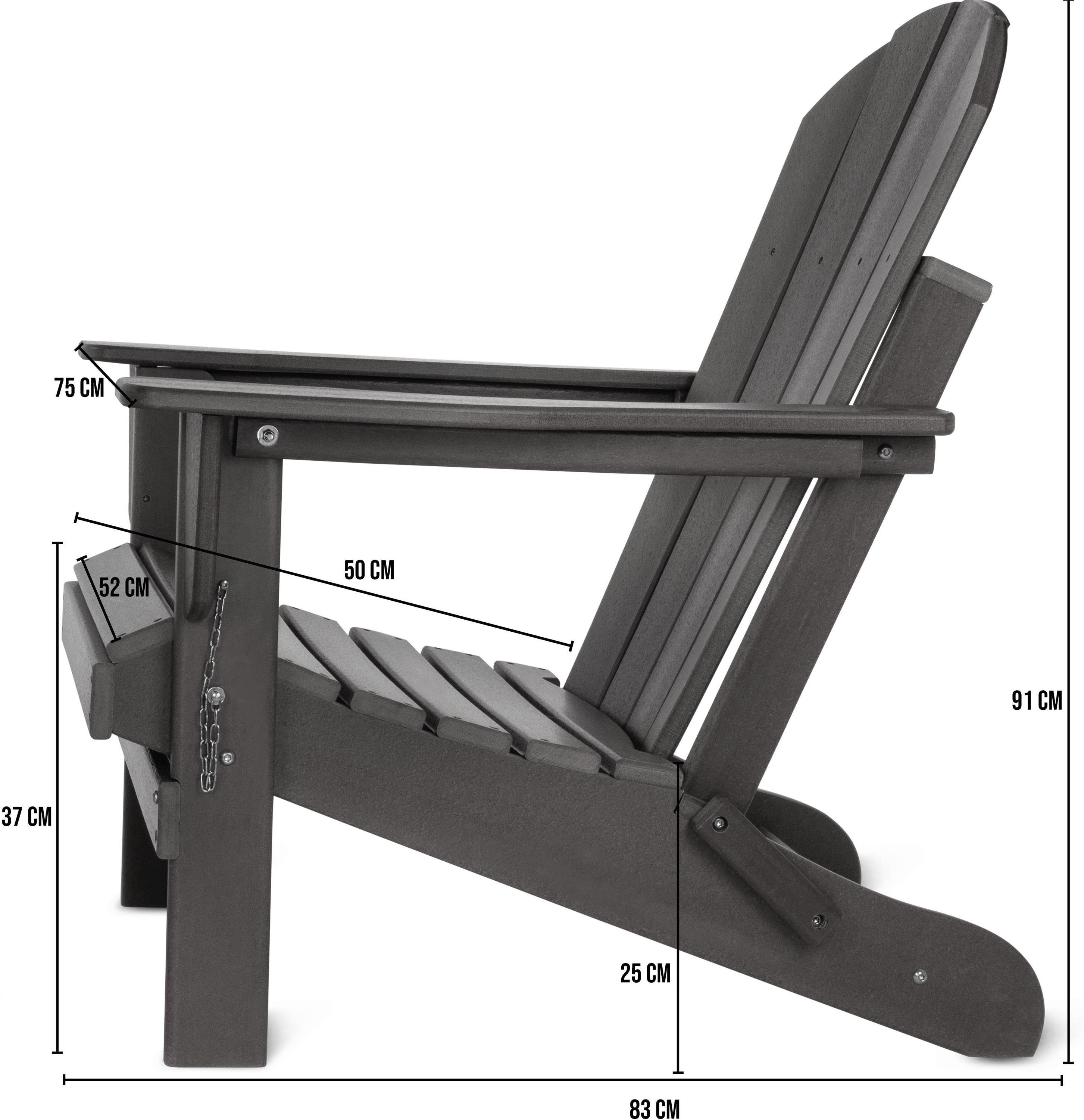 Aspero Gartenstuhl Gartenstuhl Adirondack mit Auflage, gemütlicher und stabiler Outdoor Stuhl