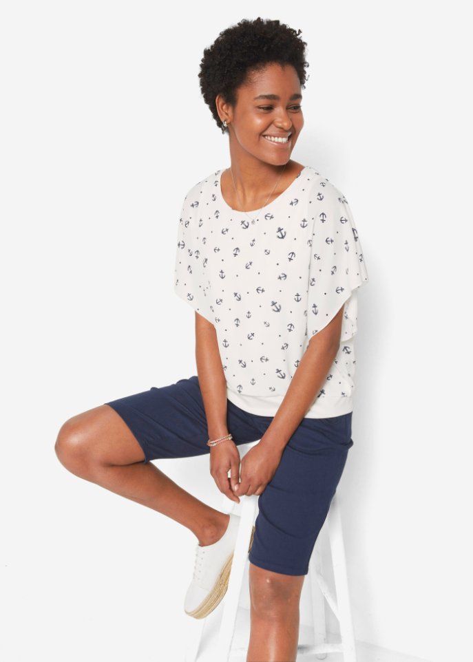 Georgette-Bluse, kurzarm