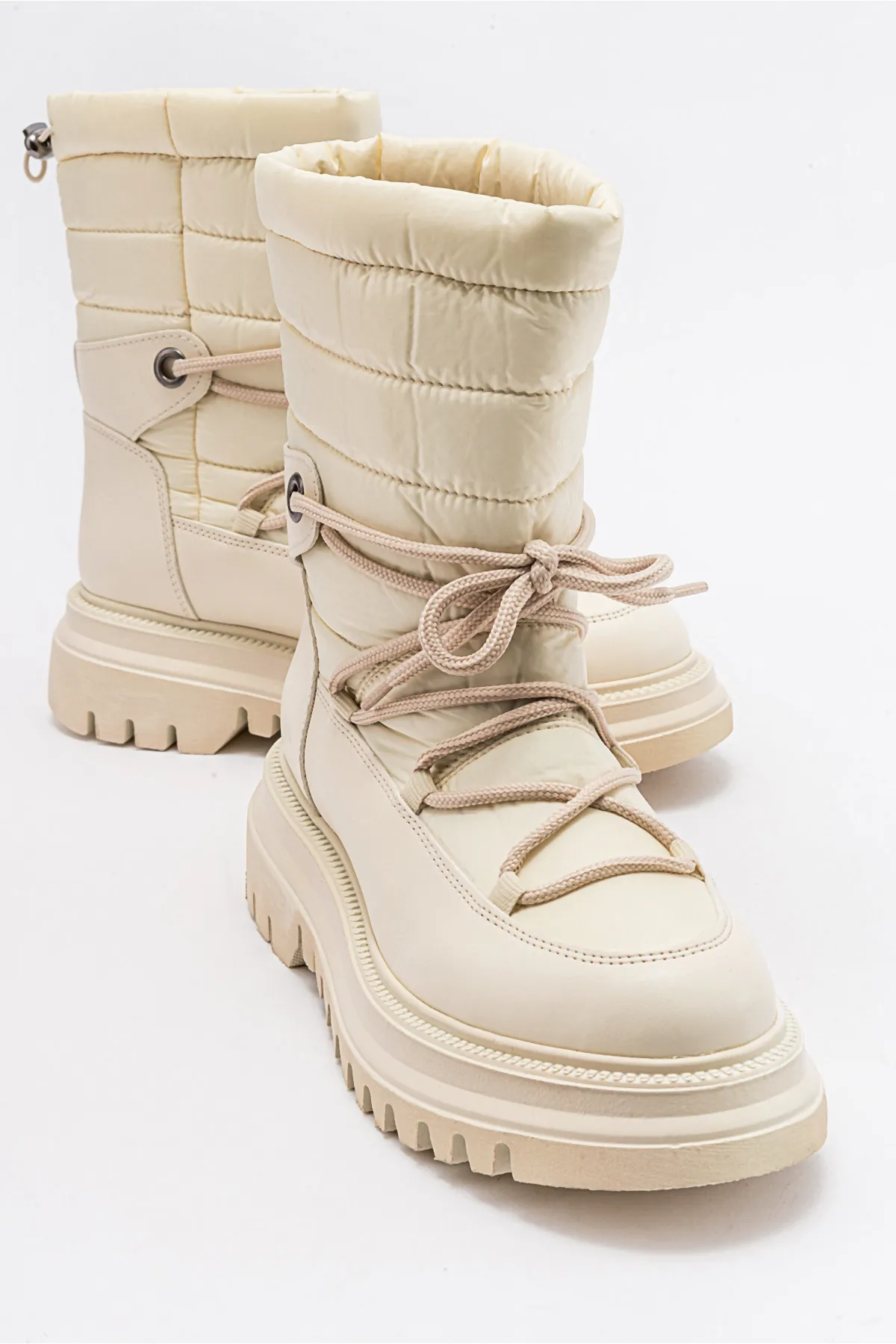 LuviShoes  Weld Beige Skin Damen-Schneestiefel