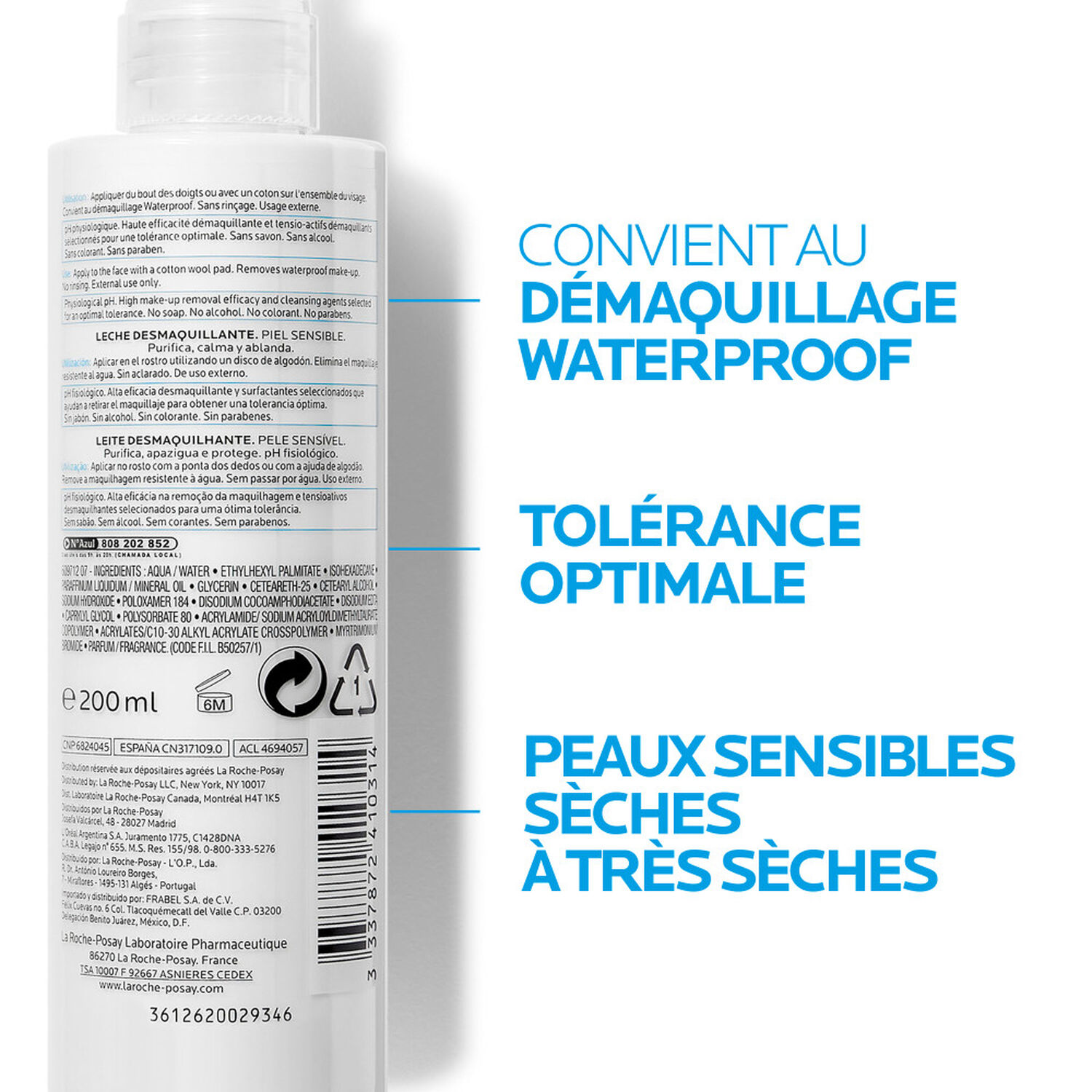 la roche-posay Lait Démaquillant Physiologique Purifie Apaise & Protège 200 ml
