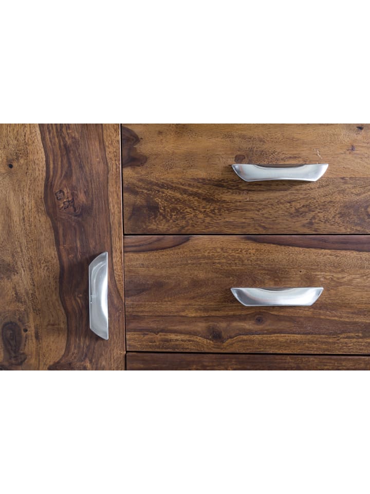 KADIMA DESIGN Design Sideboard Massivholz mit Kunstleder 160x44x80 cm günstig kaufen onesize