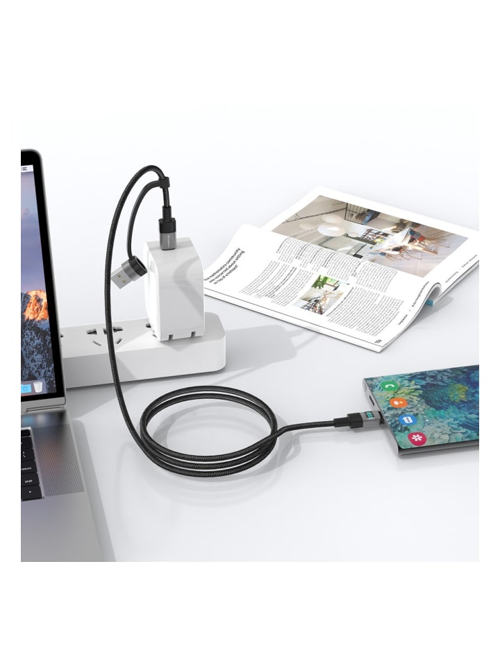 COFI 1453 Xssive 2in1 PD Schnelllade-USB-Kabel XSS-CCA-1.2m in Schwarz günstig kaufen 120 cm