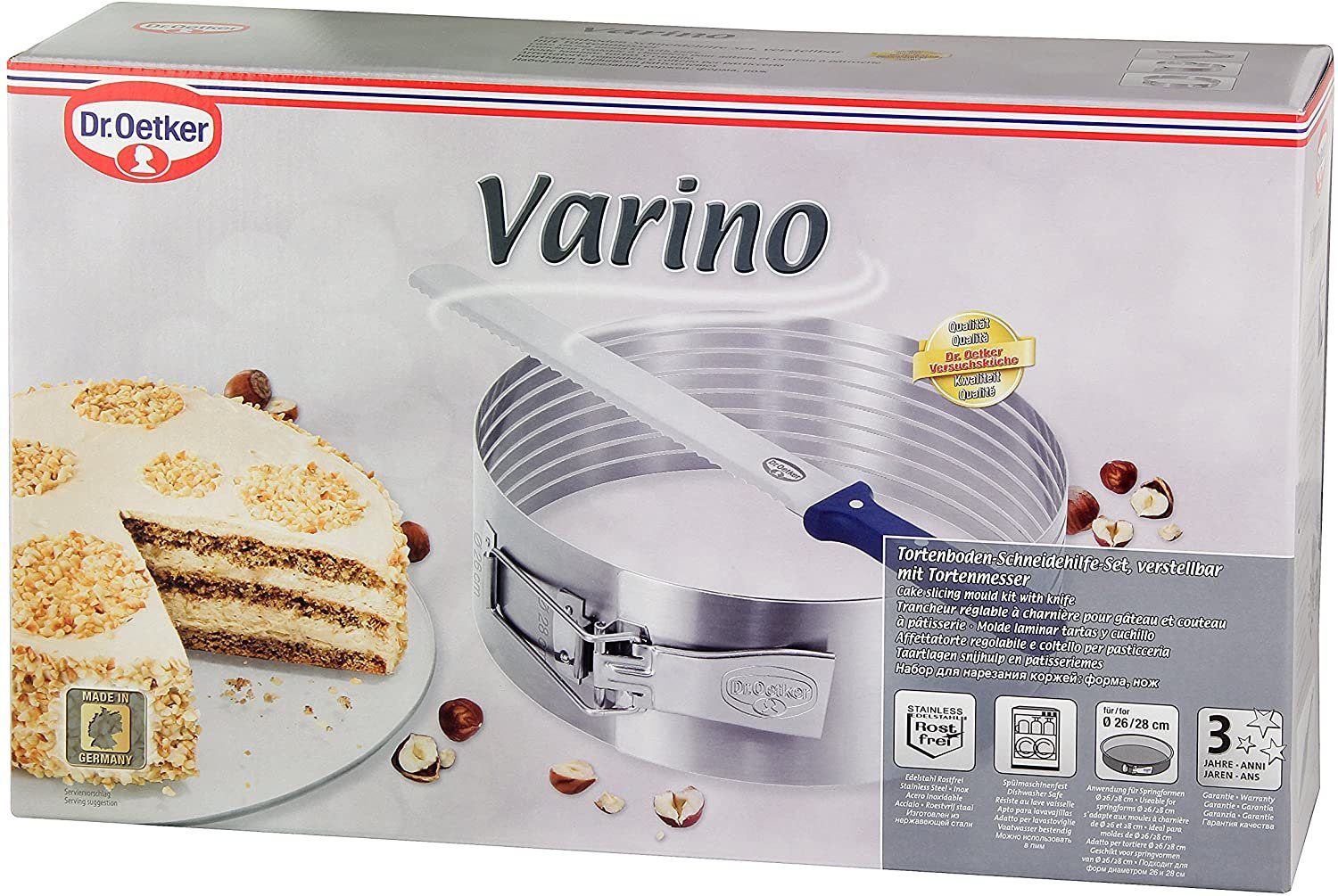 Dr. Oetker Torten-Schneidhilfe Dr. Oetker Tortenboden Schneidehilfe Edelstahl Ø26-28cm mit