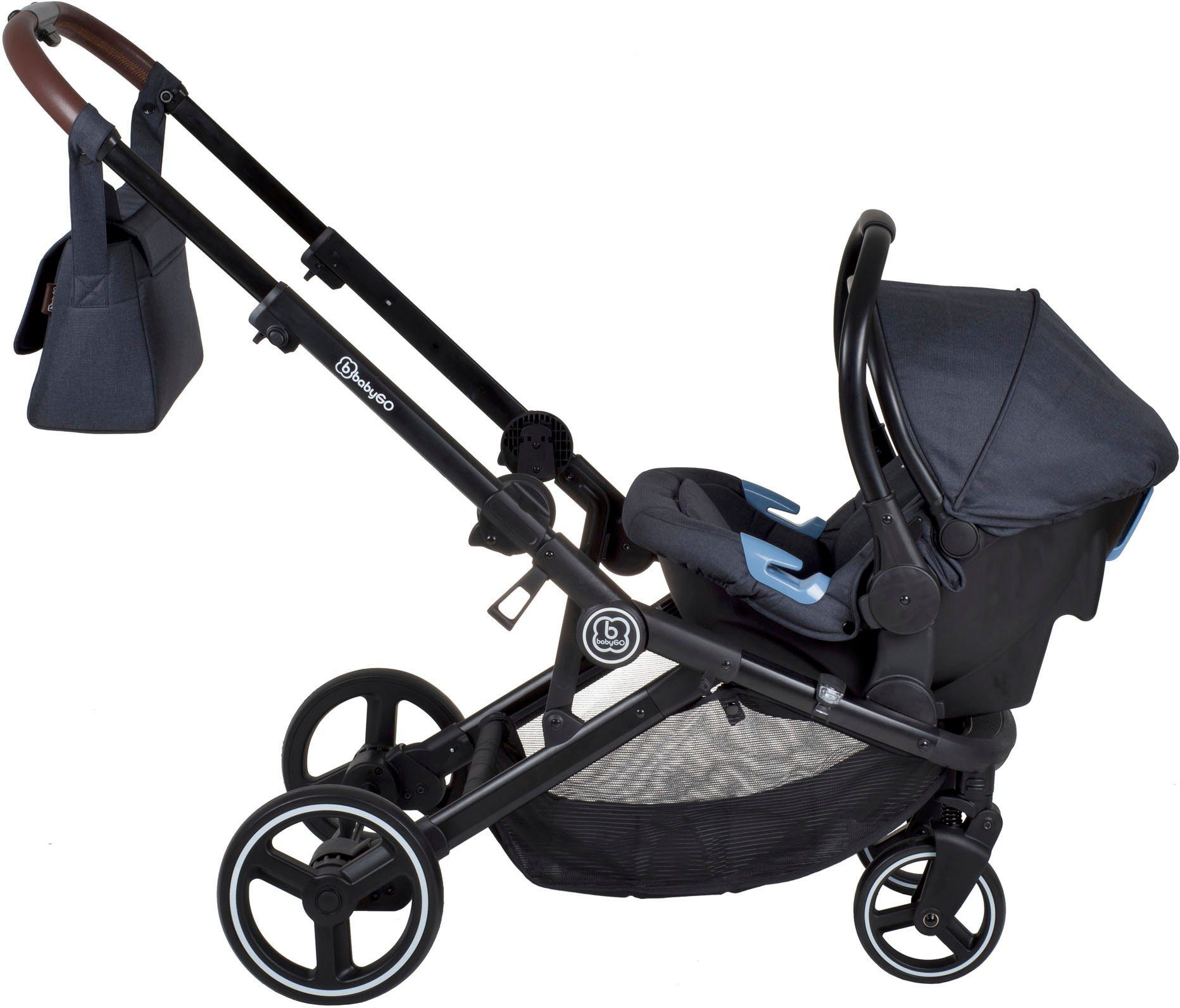 BabyGo Babyschale Twinner, grau, ab: ab Geburt, ab: 0 kg, bis: 13 kg, inkl. 2 Adapter, für Kinderwagen Twinner