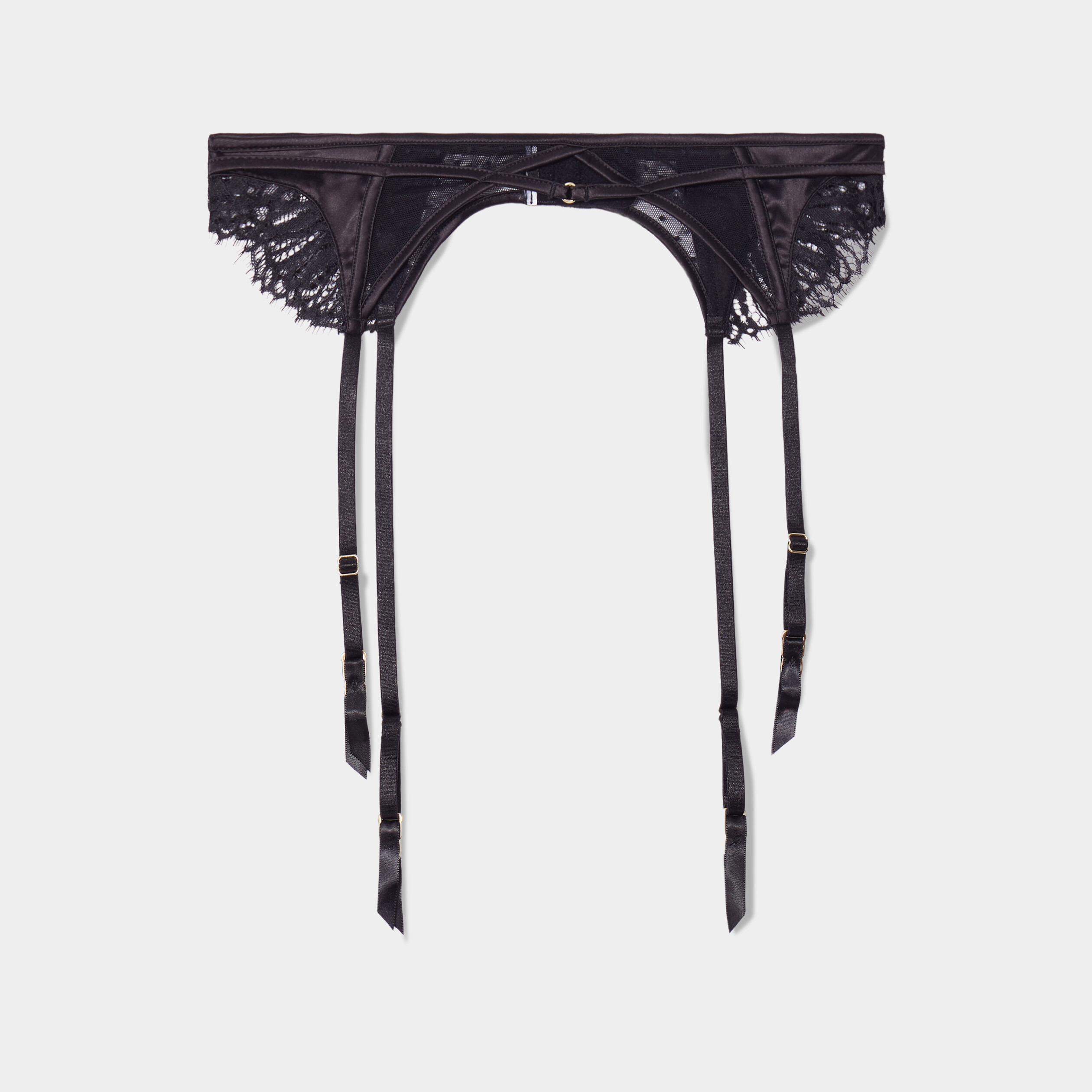 Porte-jarretelles satin et dentelle noir femme | La Halle