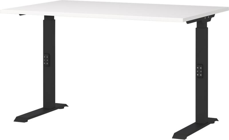 GERMANIA Sitz-Stehschreibtisch Metall, Spanplatte Schwarz C-Fuß 1.200 x 800 x 910 mm