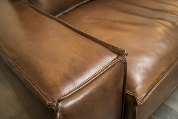 Casa Padrino Loungesofa Luxus Echtleder Lounge Sofa Vintage Leder Braun - Luxus Wohnzimmer Couch Möbel Büffelleder