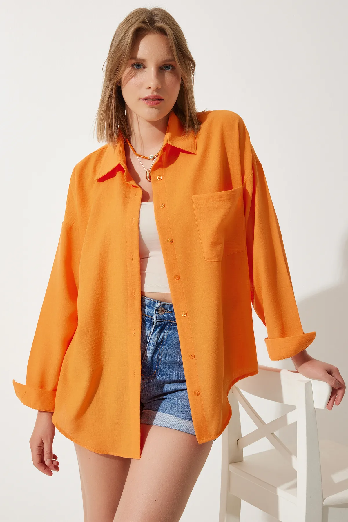 Happiness İstanbul  Hemd - Orange - Oversized