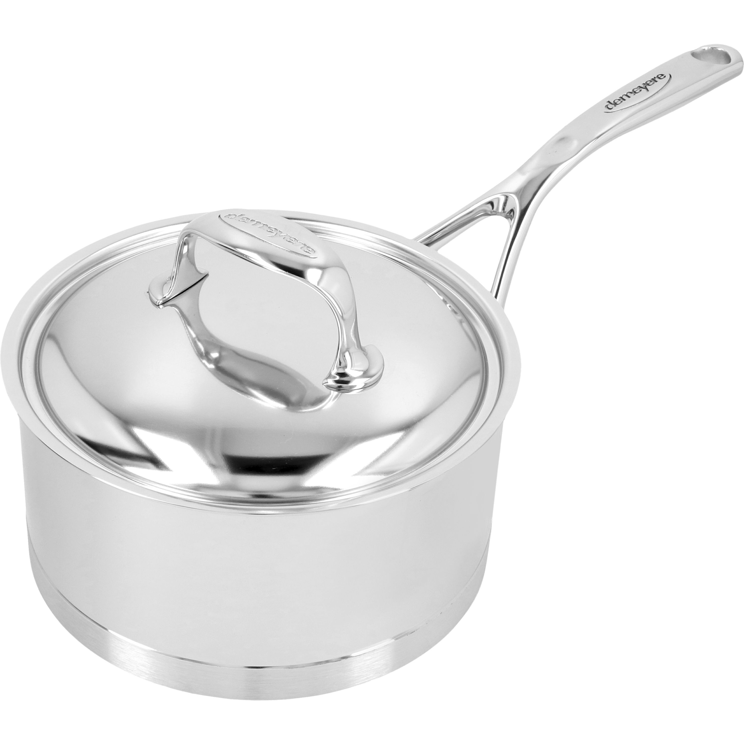 Stieltopf mit Deckel 18 cm, 18/10 Edelstahl, Silber