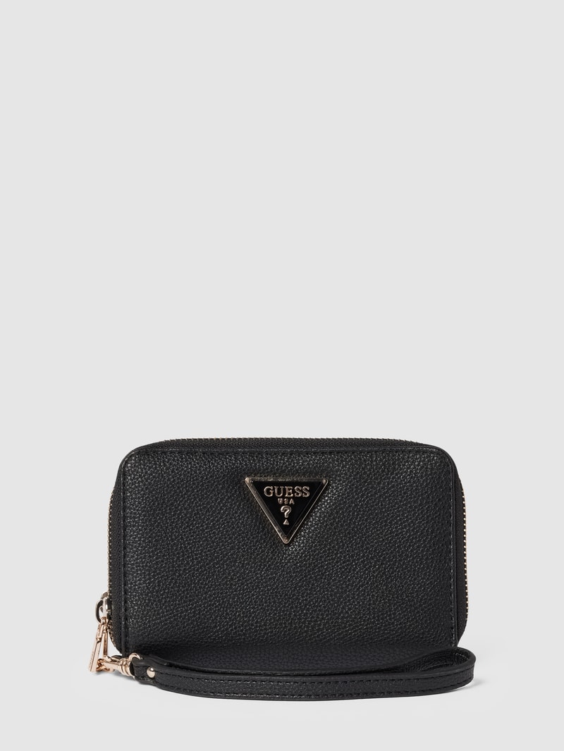 Portemonnaie mit Label-Details Modell 'MERIDIAN' in schwarz